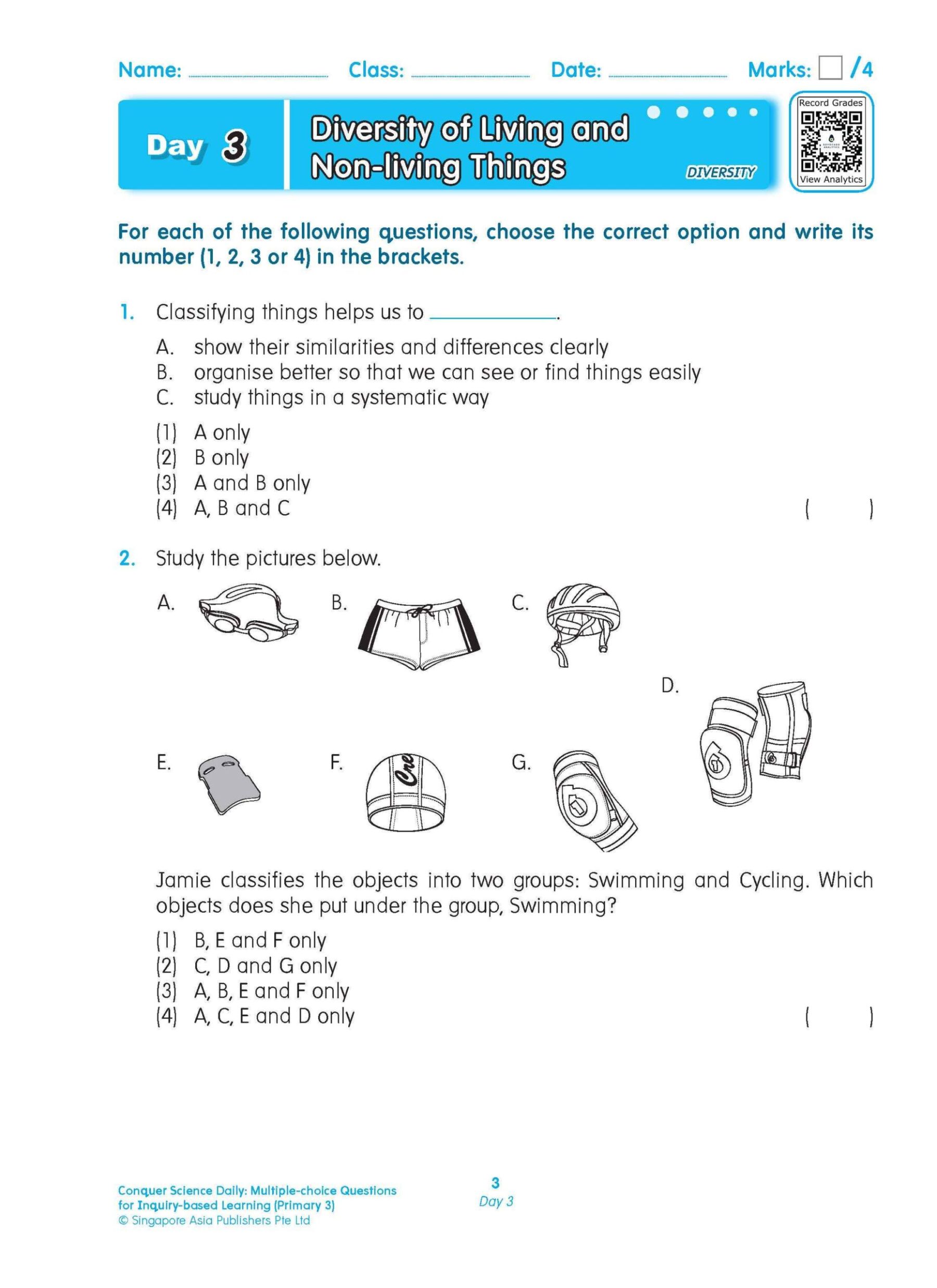 Conquer Science Daily Multiple-choice Questions for Inquiry-based Learning Primary 3