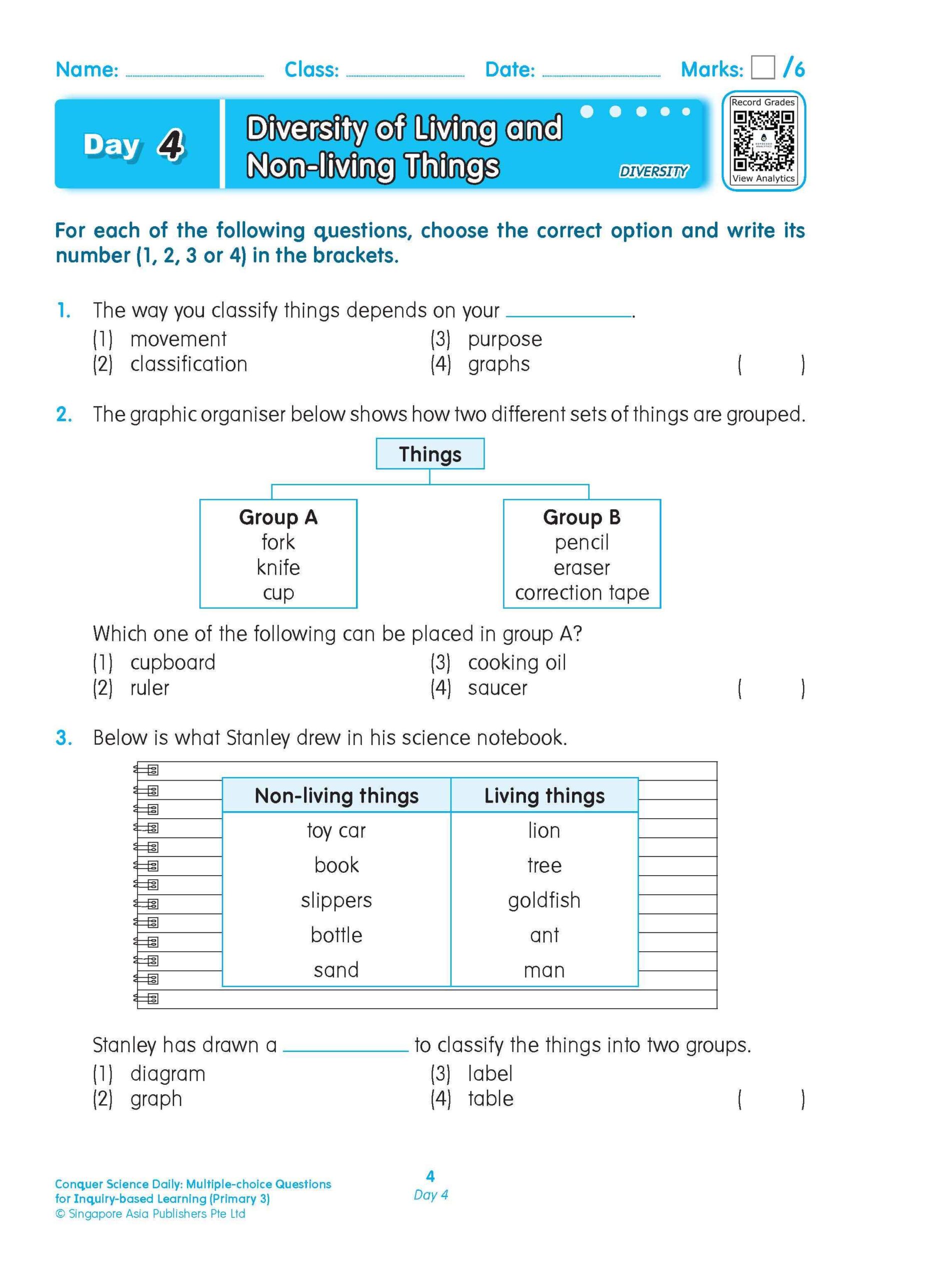 Conquer Science Daily Multiple-choice Questions for Inquiry-based Learning Primary 3