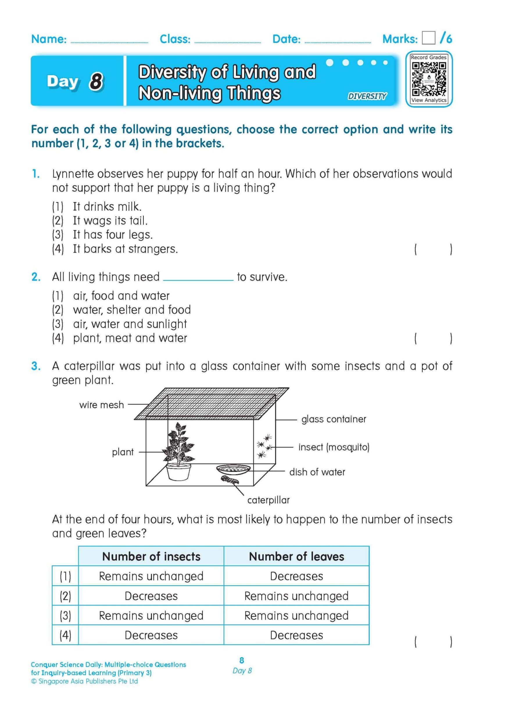 Conquer Science Daily Multiple-choice Questions for Inquiry-based Learning Primary 3
