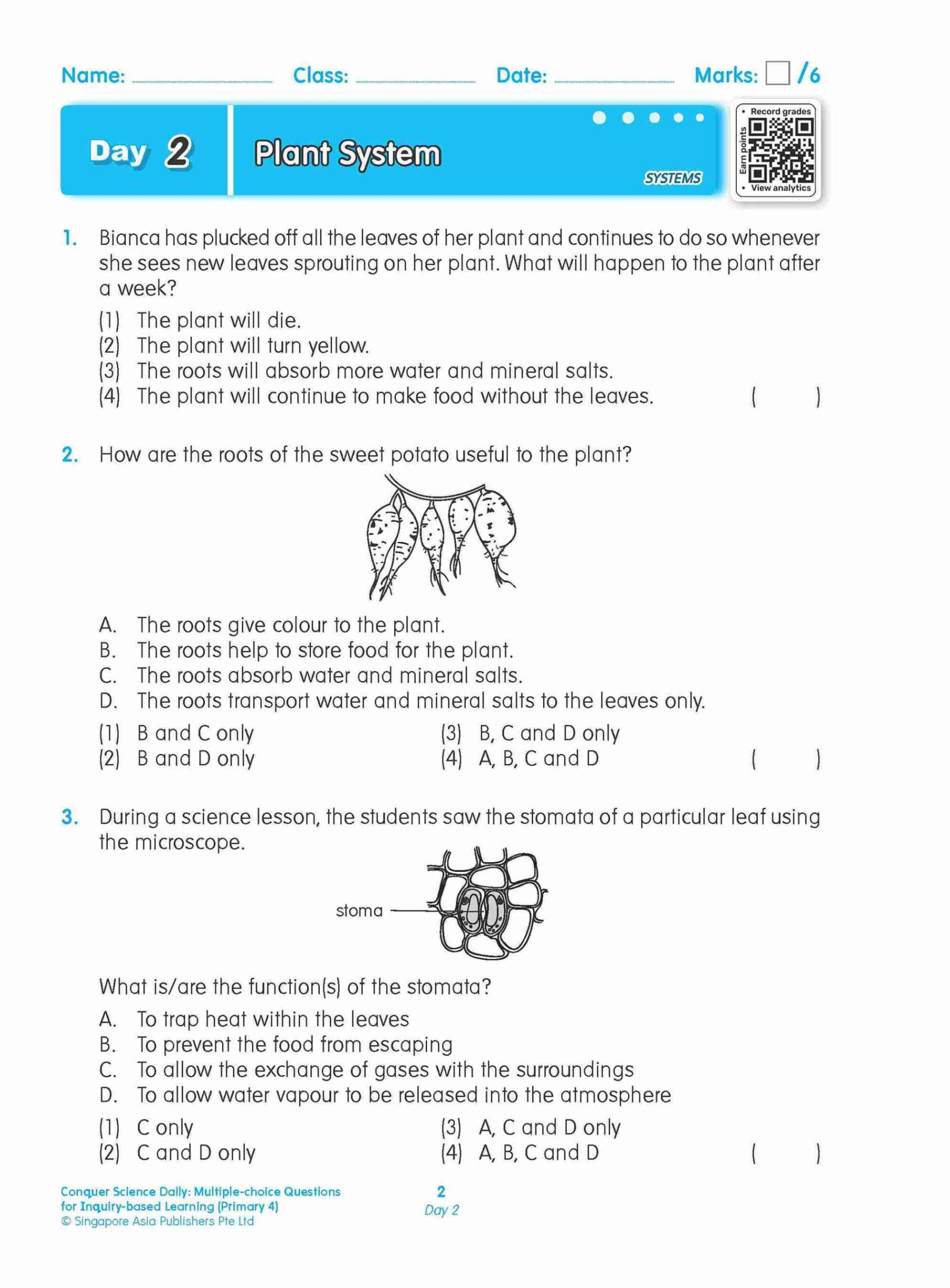 Conquer Science Daily Multiple-choice Questions for Inquiry-based Learning Primary 4