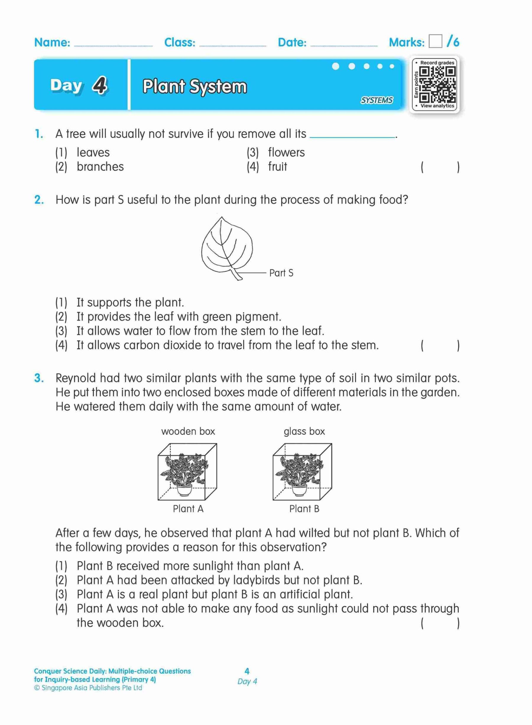 Conquer Science Daily Multiple-choice Questions for Inquiry-based Learning Primary 4