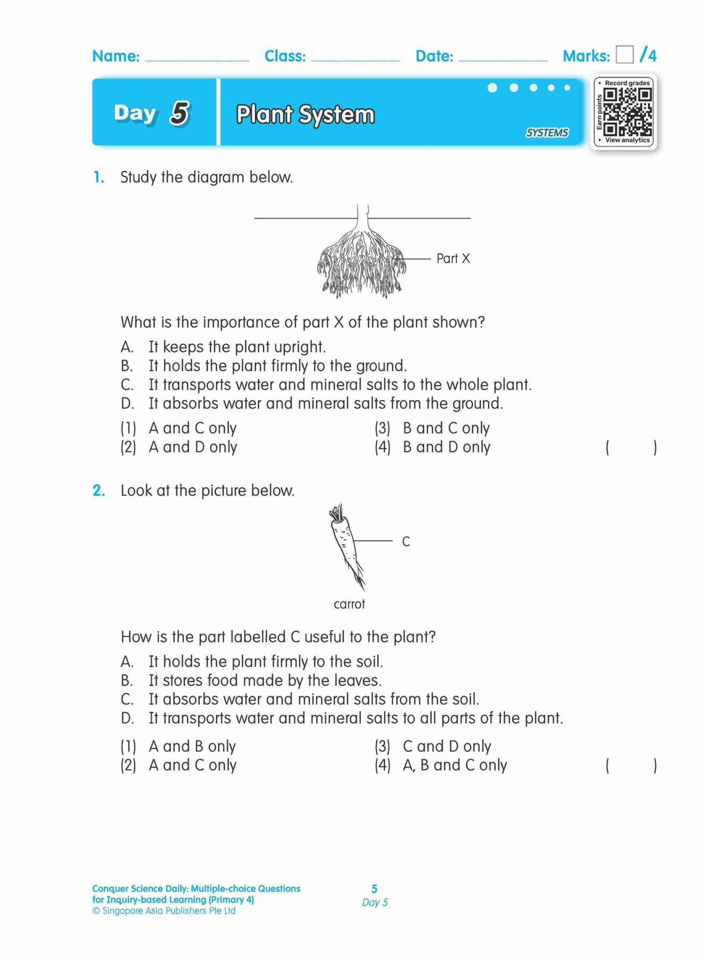 Conquer Science Daily Multiple-choice Questions for Inquiry-based Learning Primary 4