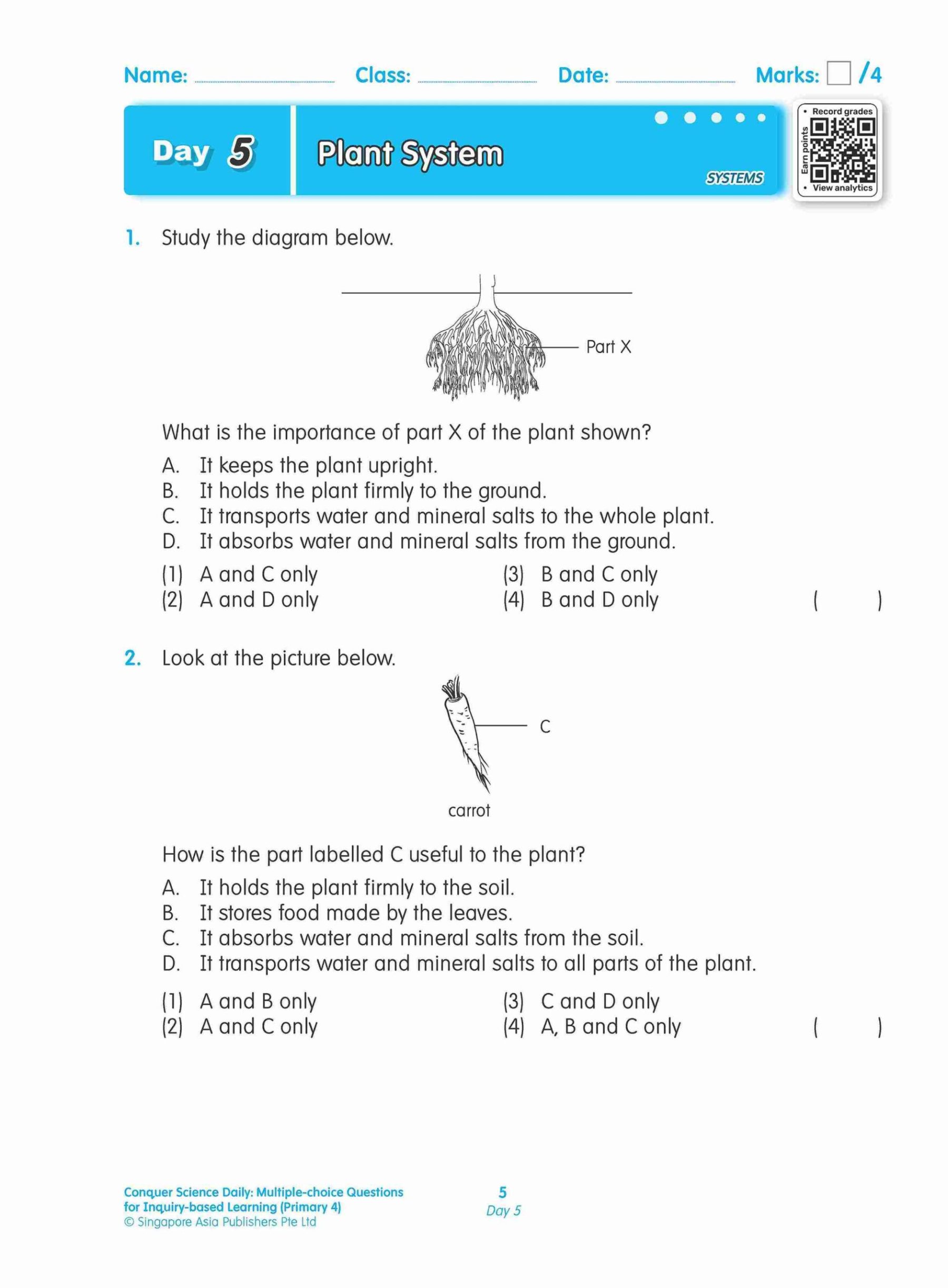 Conquer Science Daily Multiple-choice Questions for Inquiry-based Learning Primary 4