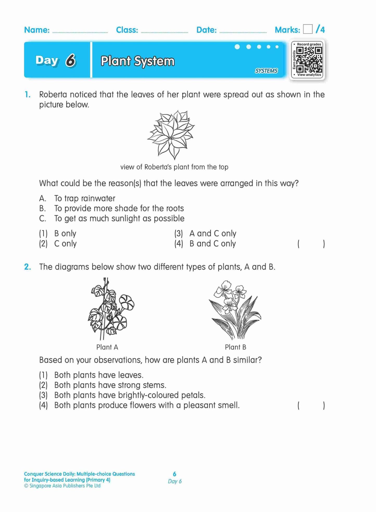 Conquer Science Daily Multiple-choice Questions for Inquiry-based Learning Primary 4