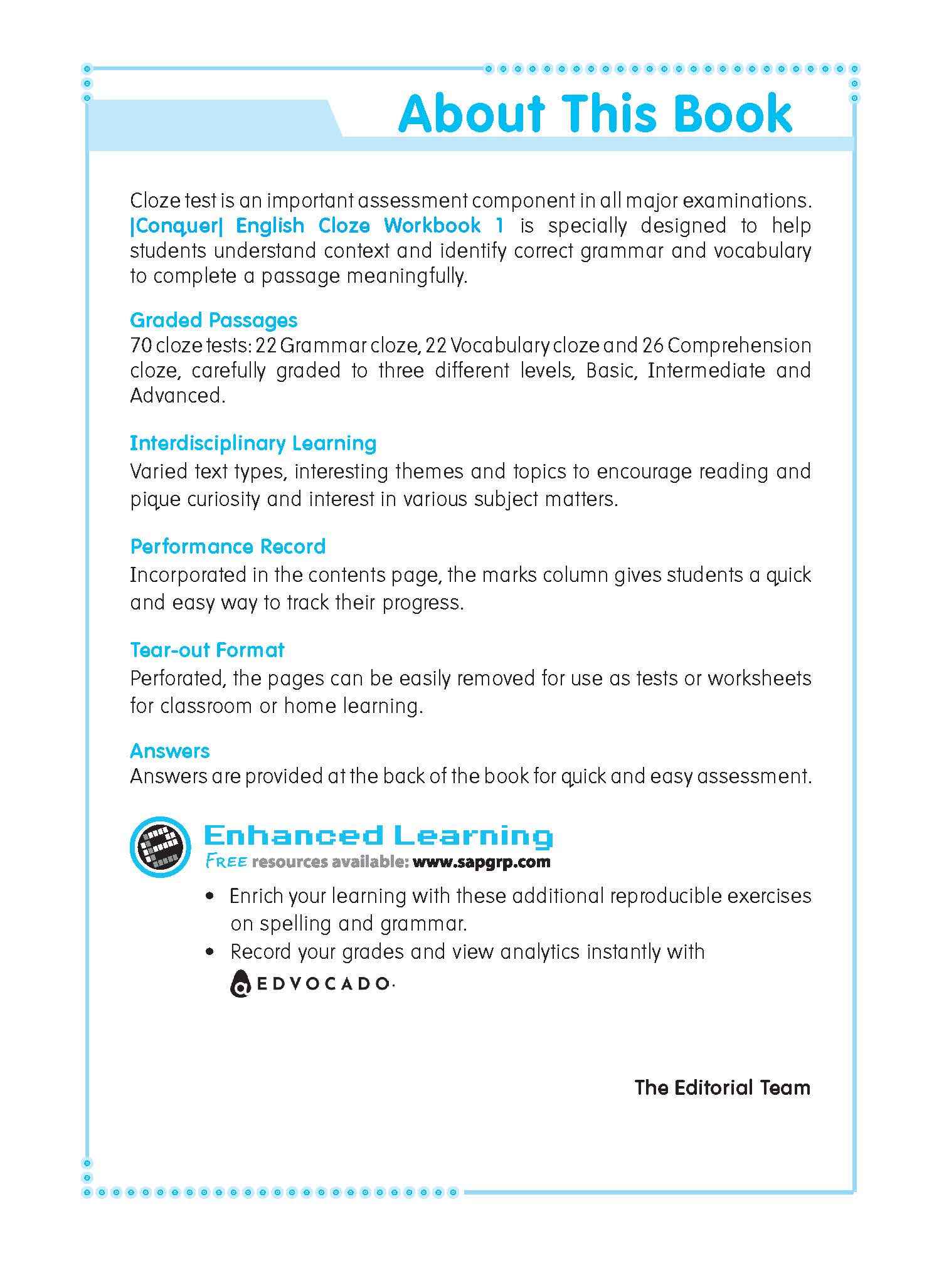 Conquer ENGLISH CLOZE Workbook 1