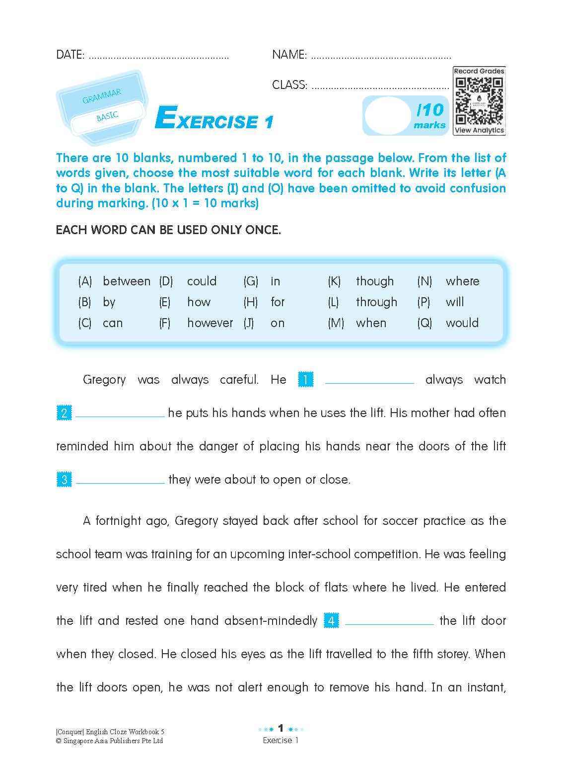 Conquer ENGLISH CLOZE Workbook 5