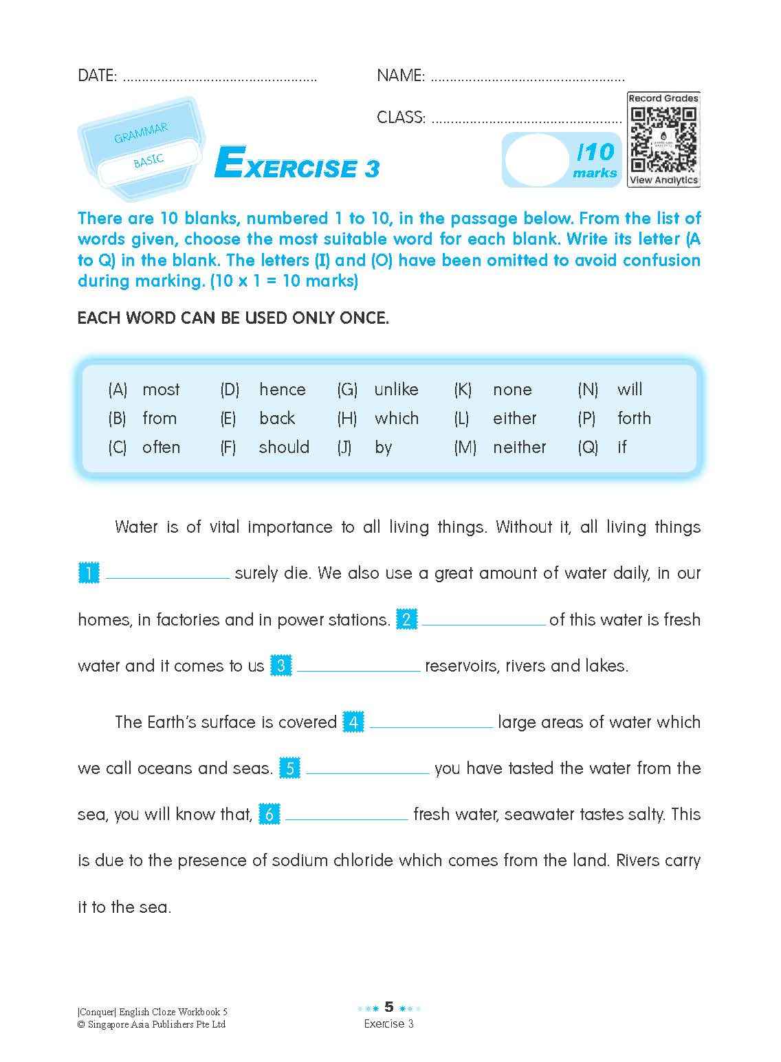 Conquer ENGLISH CLOZE Workbook 5