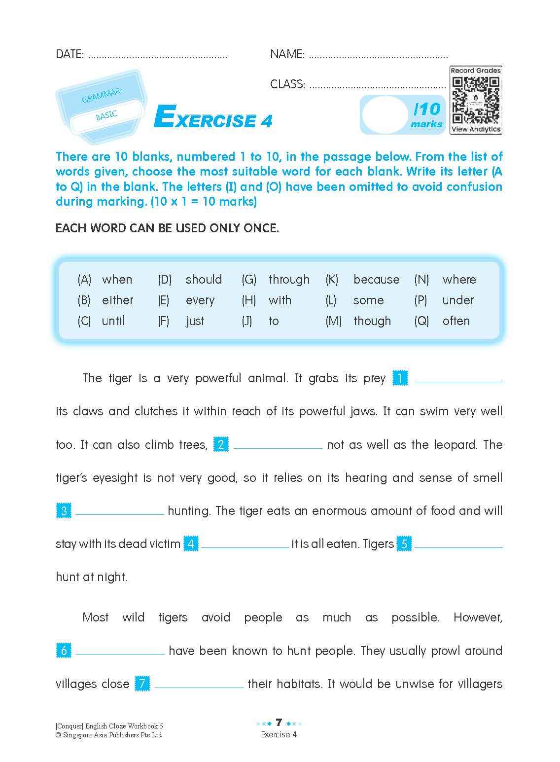 Conquer ENGLISH CLOZE Workbook 5