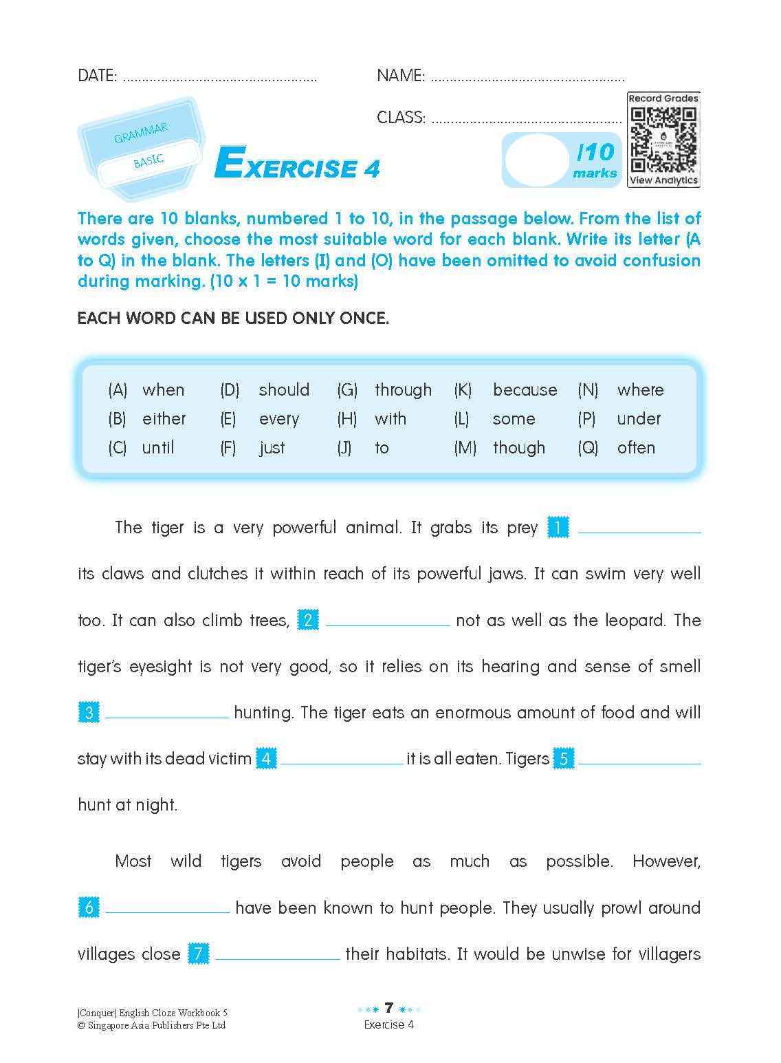Conquer ENGLISH CLOZE Workbook 5