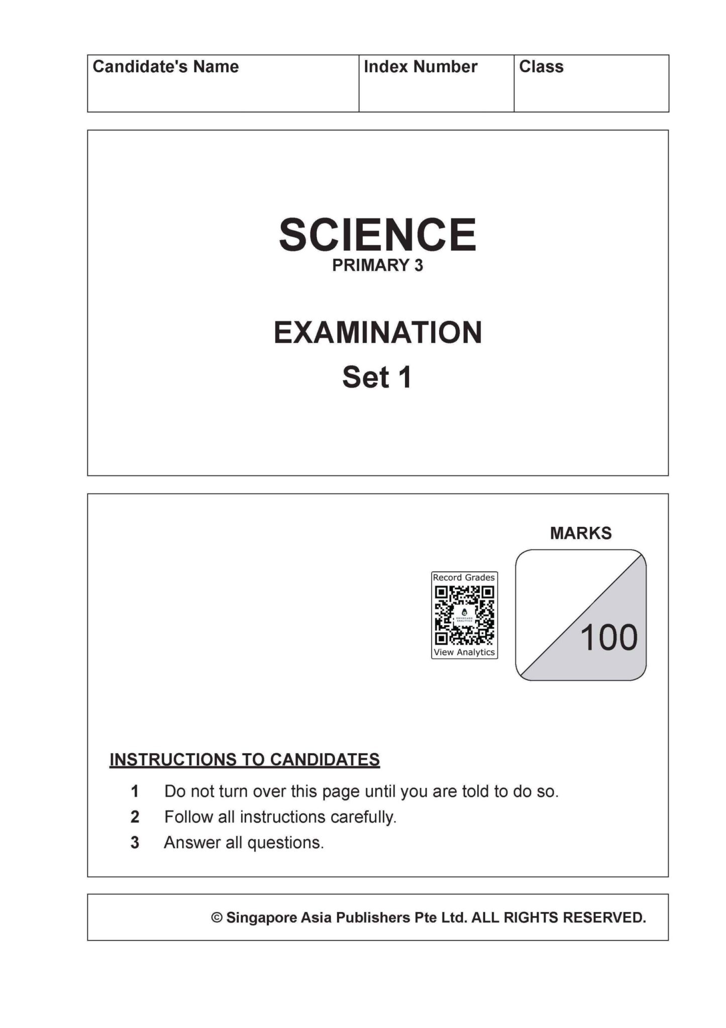 Conquer Science Primary 3 Simulated Examination Papers