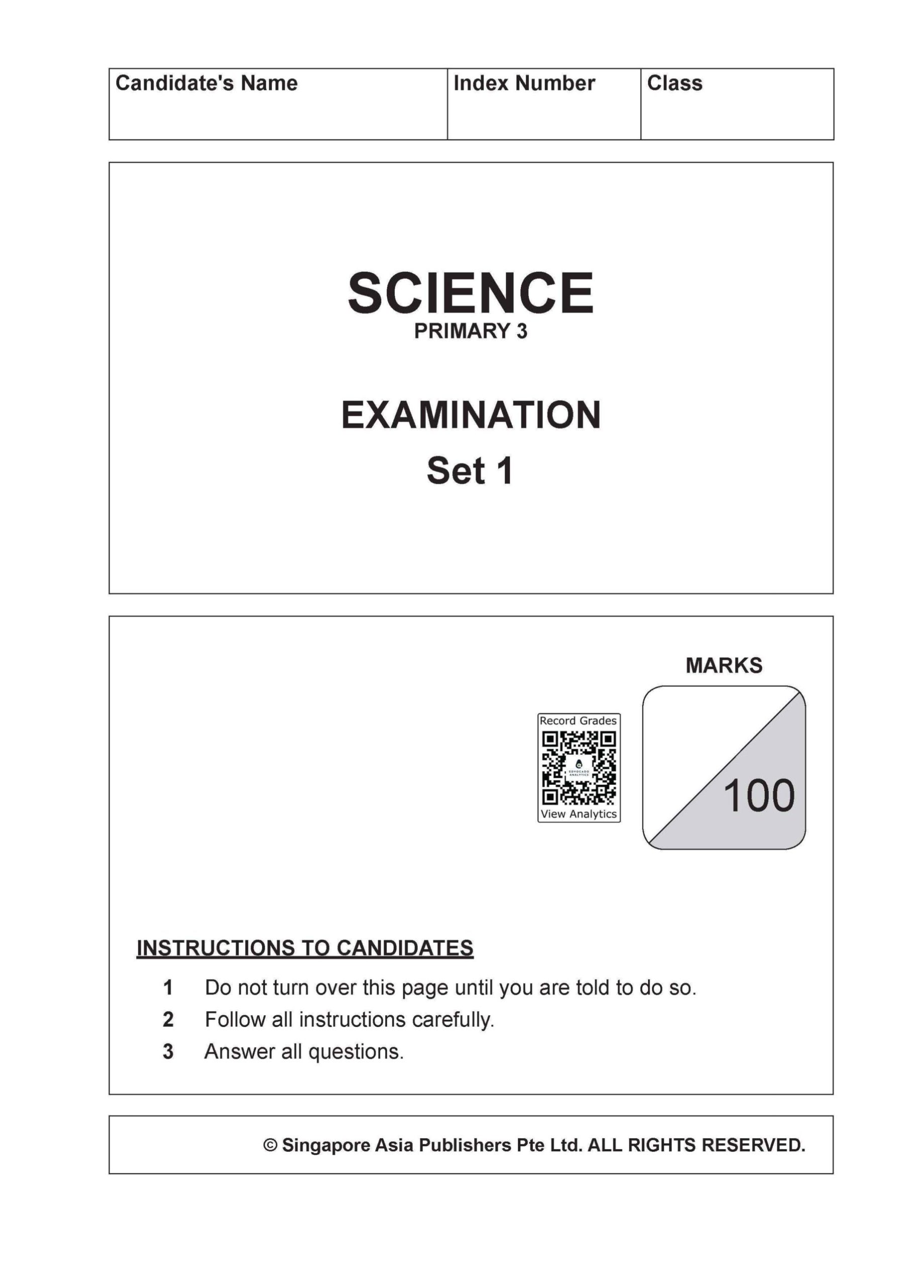 Conquer Science Primary 3 Simulated Examination Papers