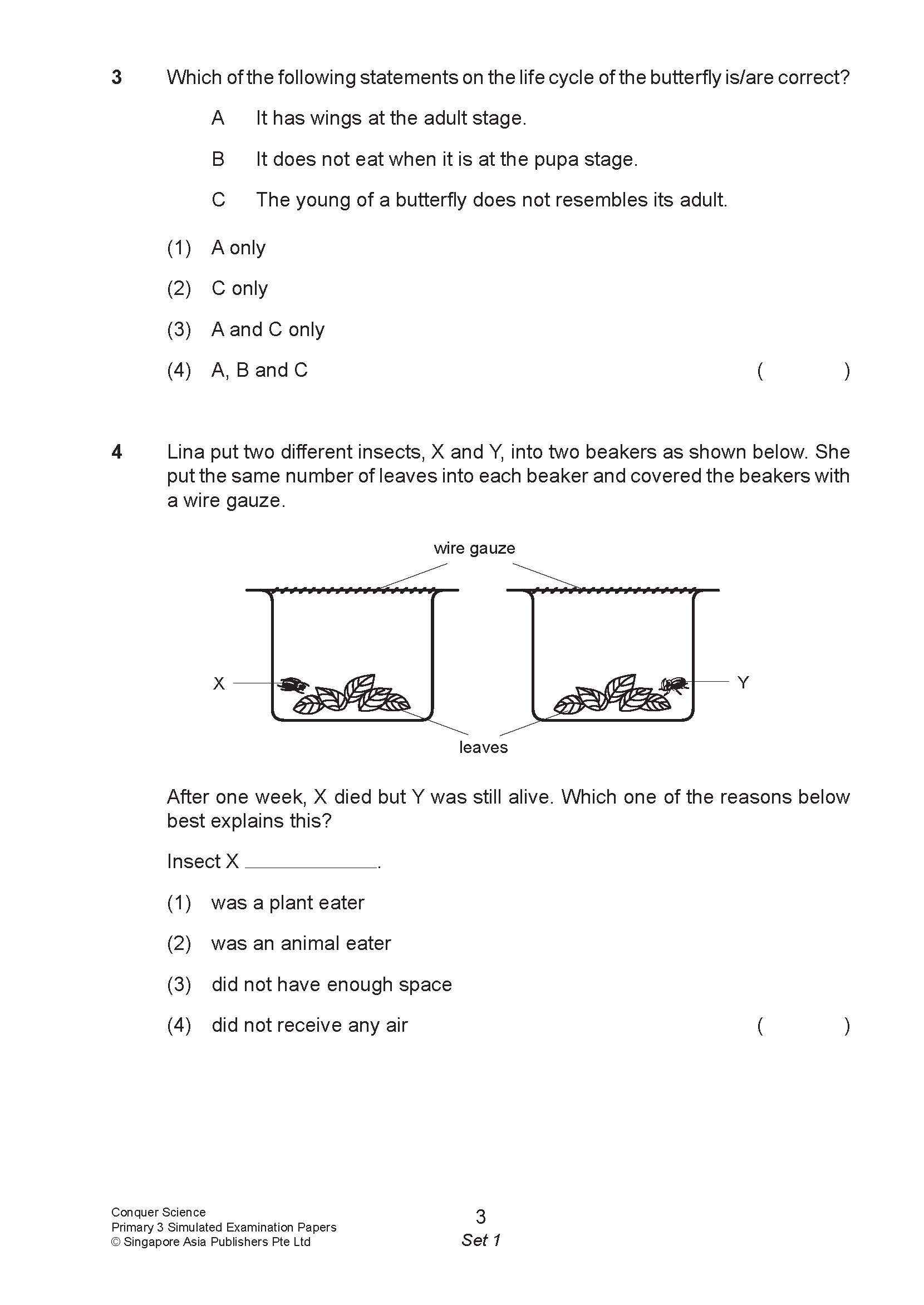 Conquer Science Primary 3 Simulated Examination Papers