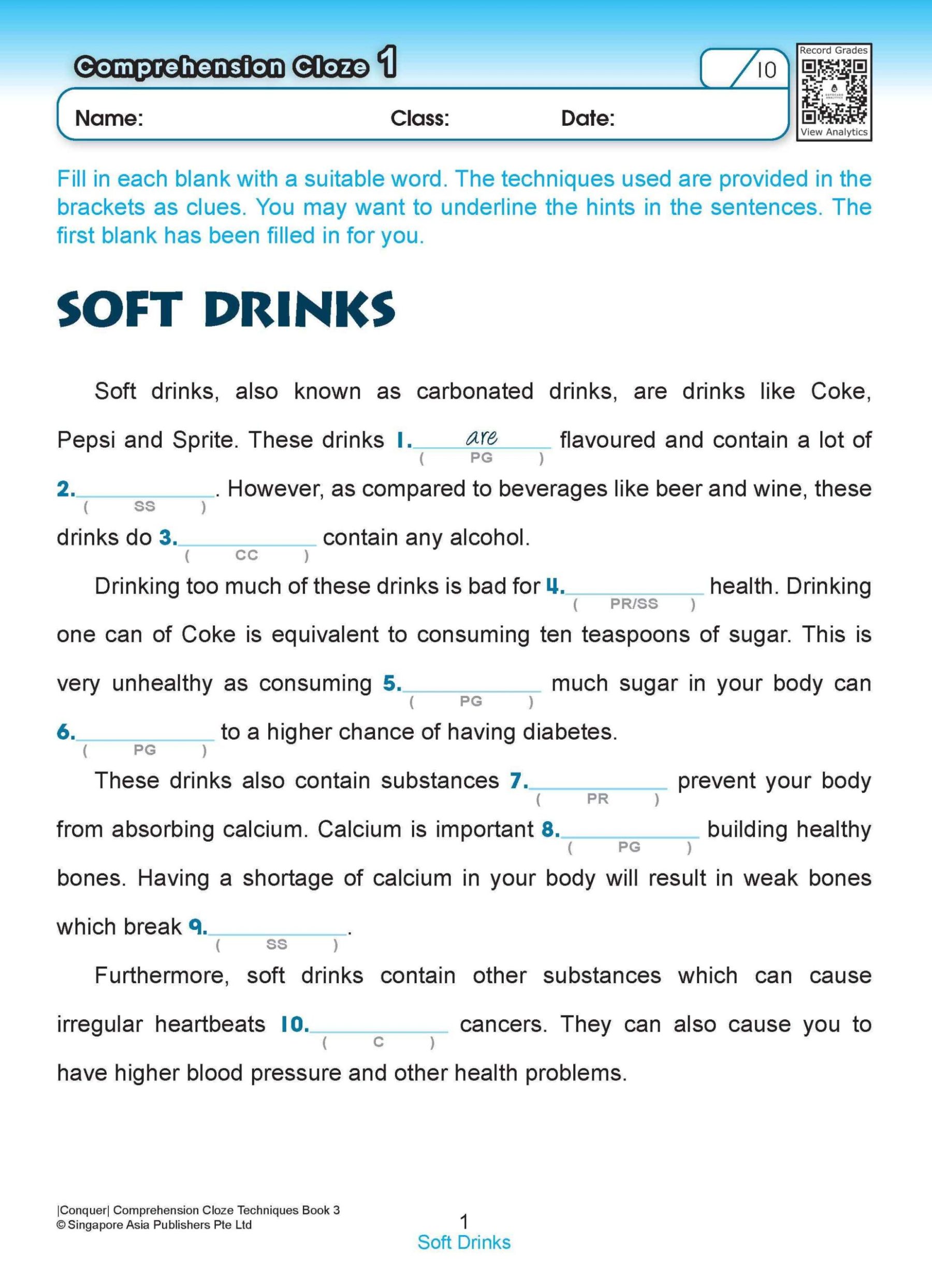 Conquer COMPREHENSION CLOZE TECHNIQUES Book 3