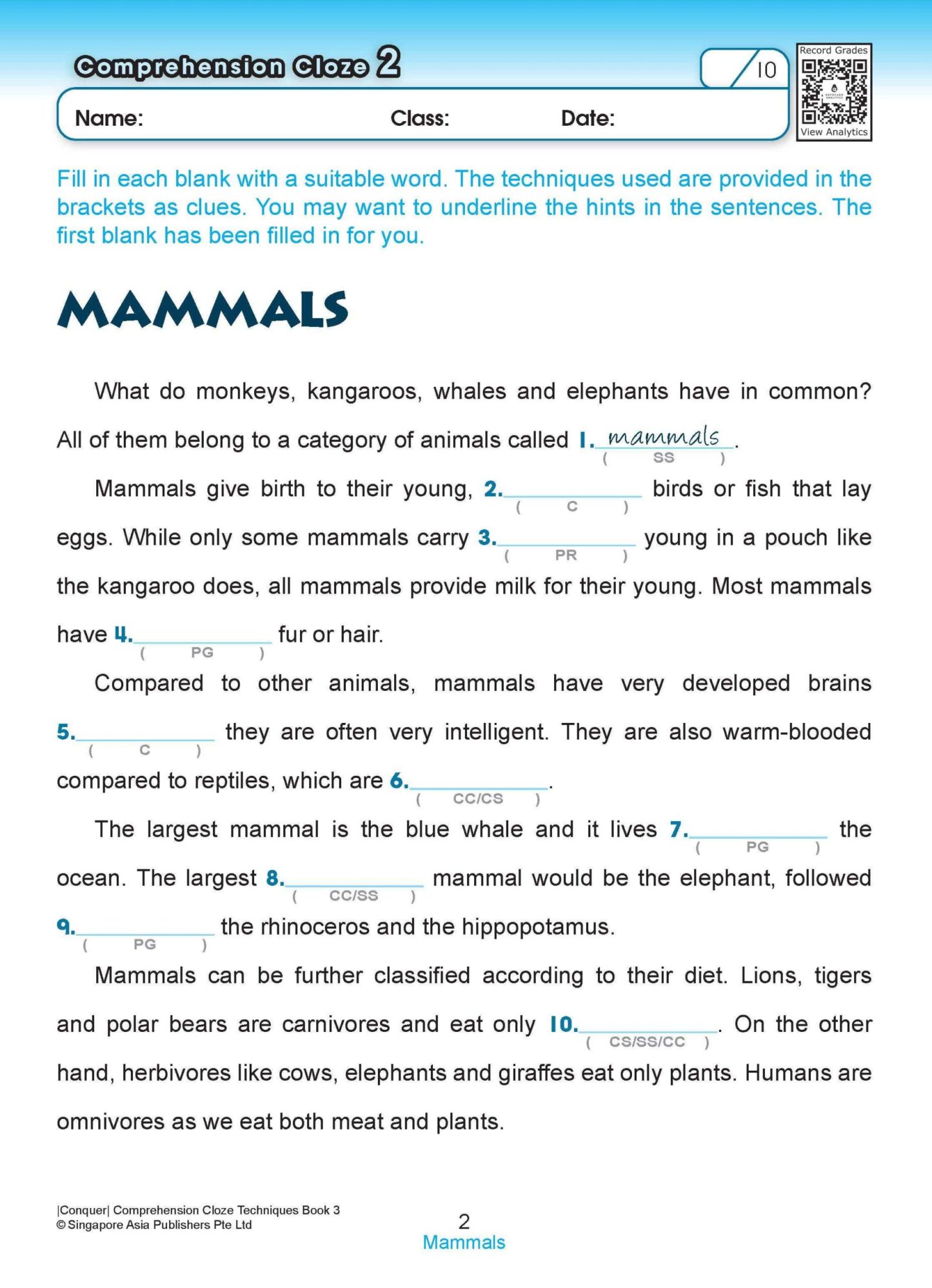 Conquer COMPREHENSION CLOZE TECHNIQUES Book 3
