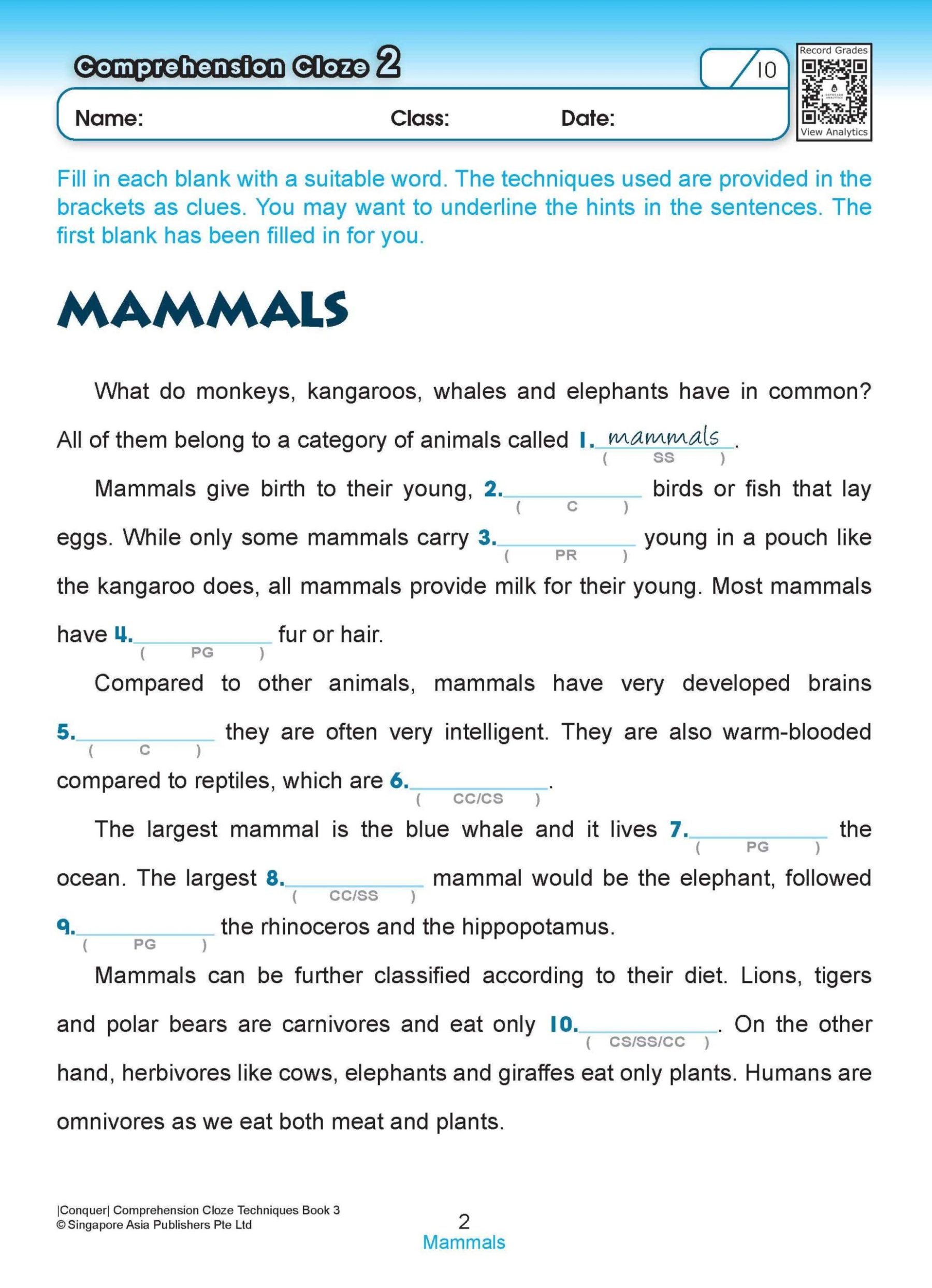 Conquer COMPREHENSION CLOZE TECHNIQUES Book 3
