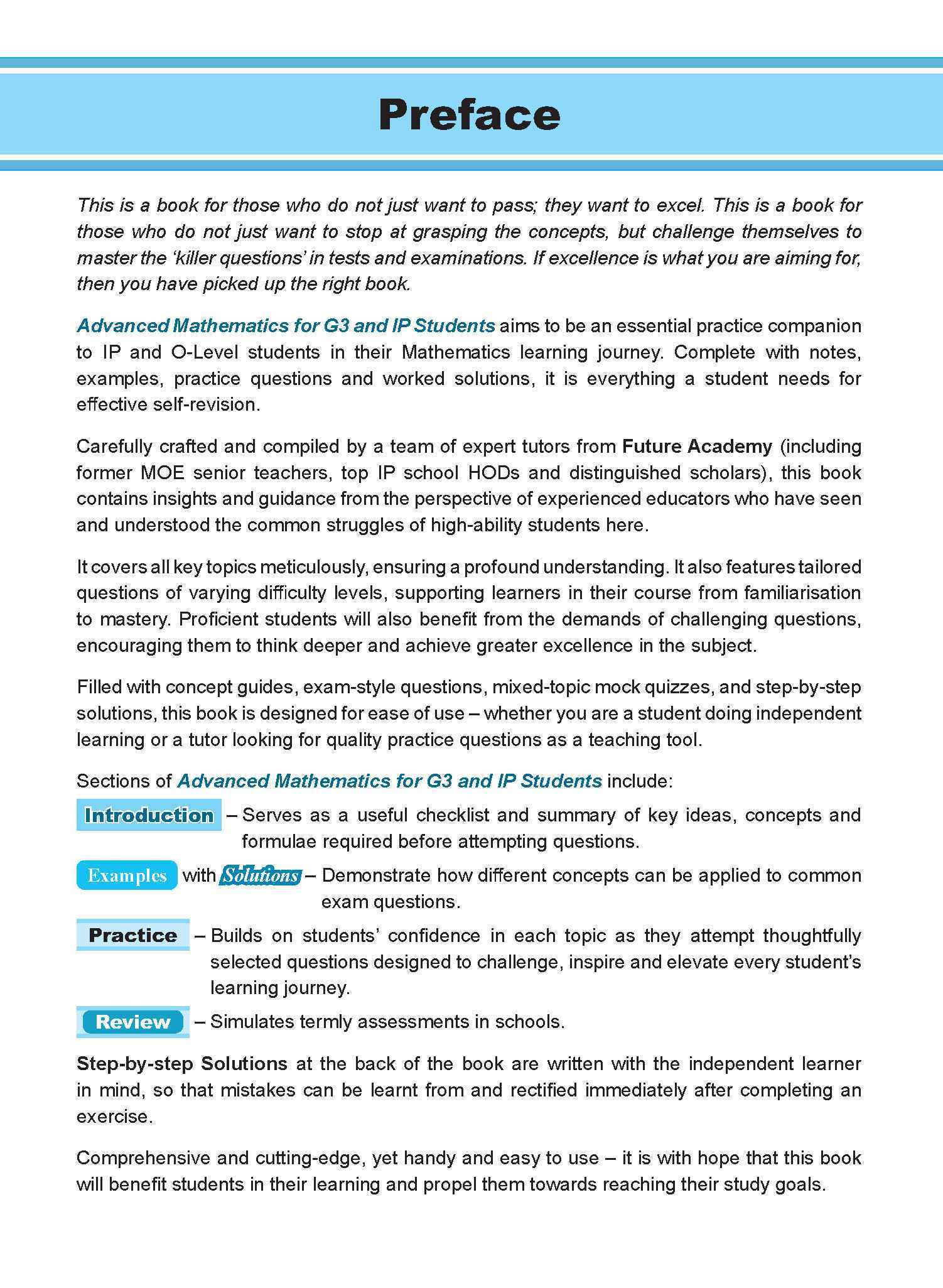 ADVANCED MATHEMATICS FOR G3 AND IP STUDENTS SECONDARY 1