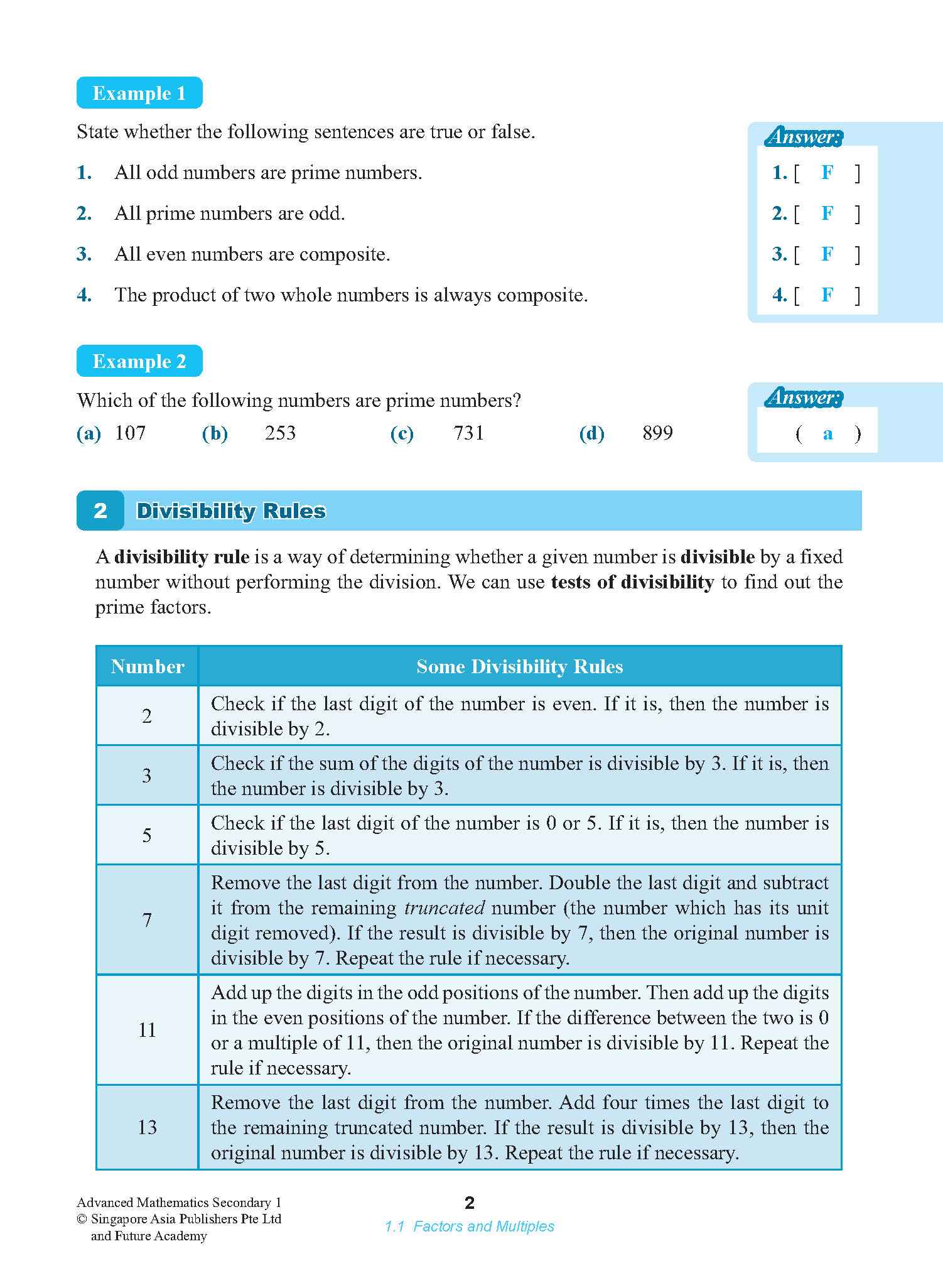 ADVANCED MATHEMATICS FOR G3 AND IP STUDENTS SECONDARY 1