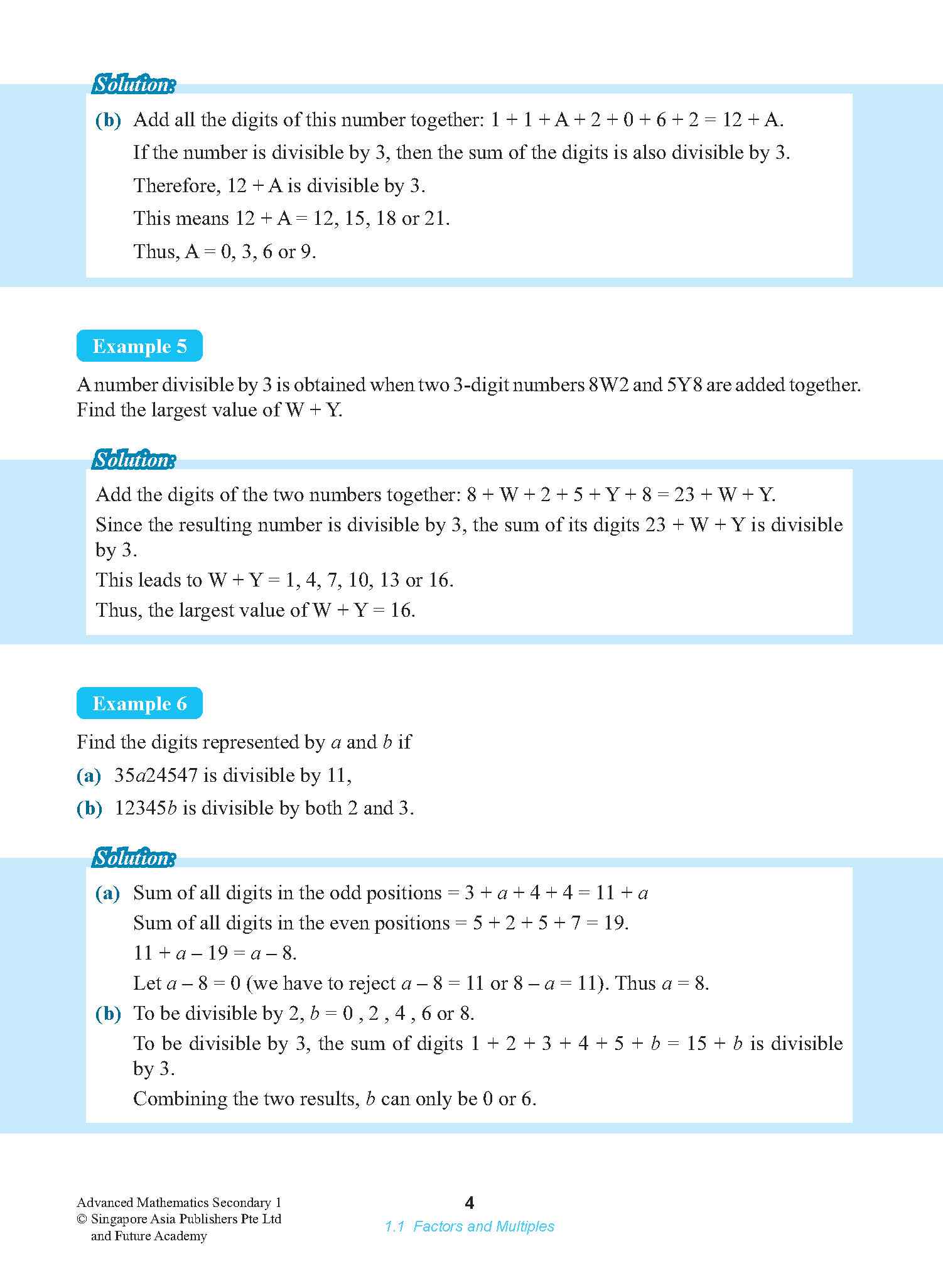 ADVANCED MATHEMATICS FOR G3 AND IP STUDENTS SECONDARY 1