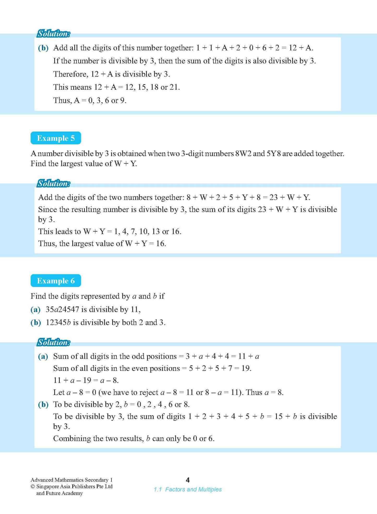 ADVANCED MATHEMATICS FOR G3 AND IP STUDENTS SECONDARY 1