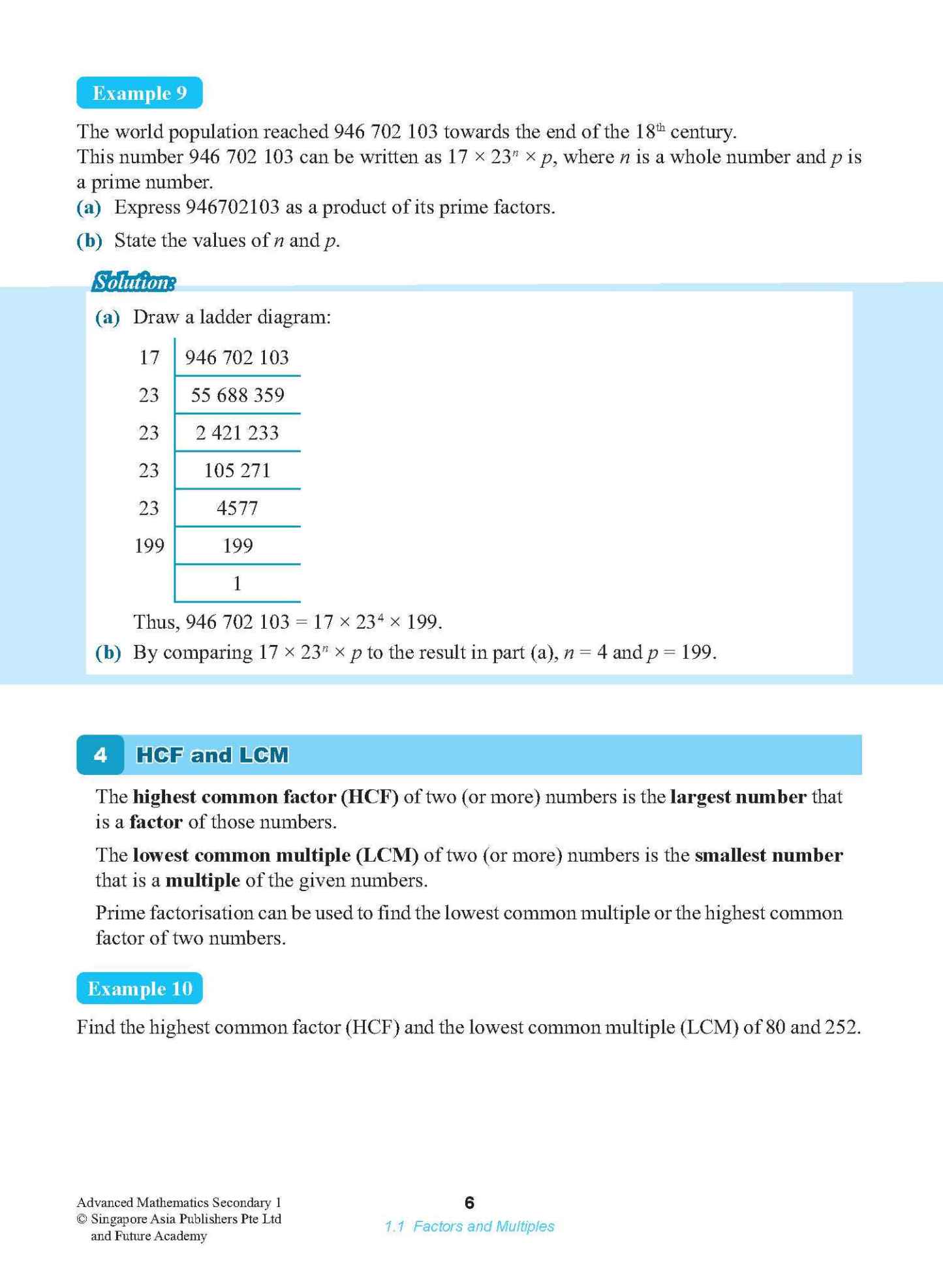 ADVANCED MATHEMATICS FOR G3 AND IP STUDENTS SECONDARY 1