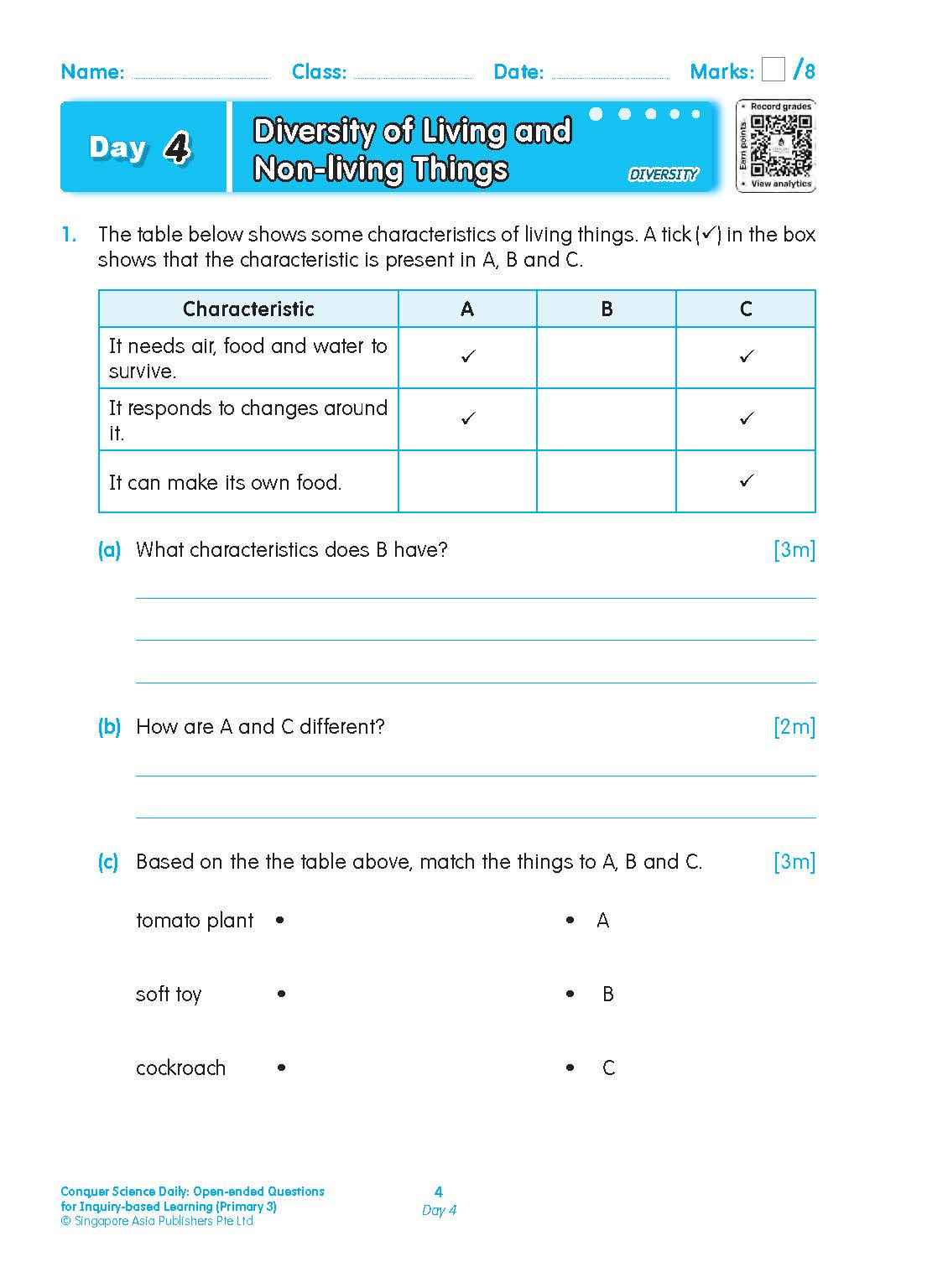 Conquer Science Daily Open-ended Questions for Inquiry-based Learning Primary 3
