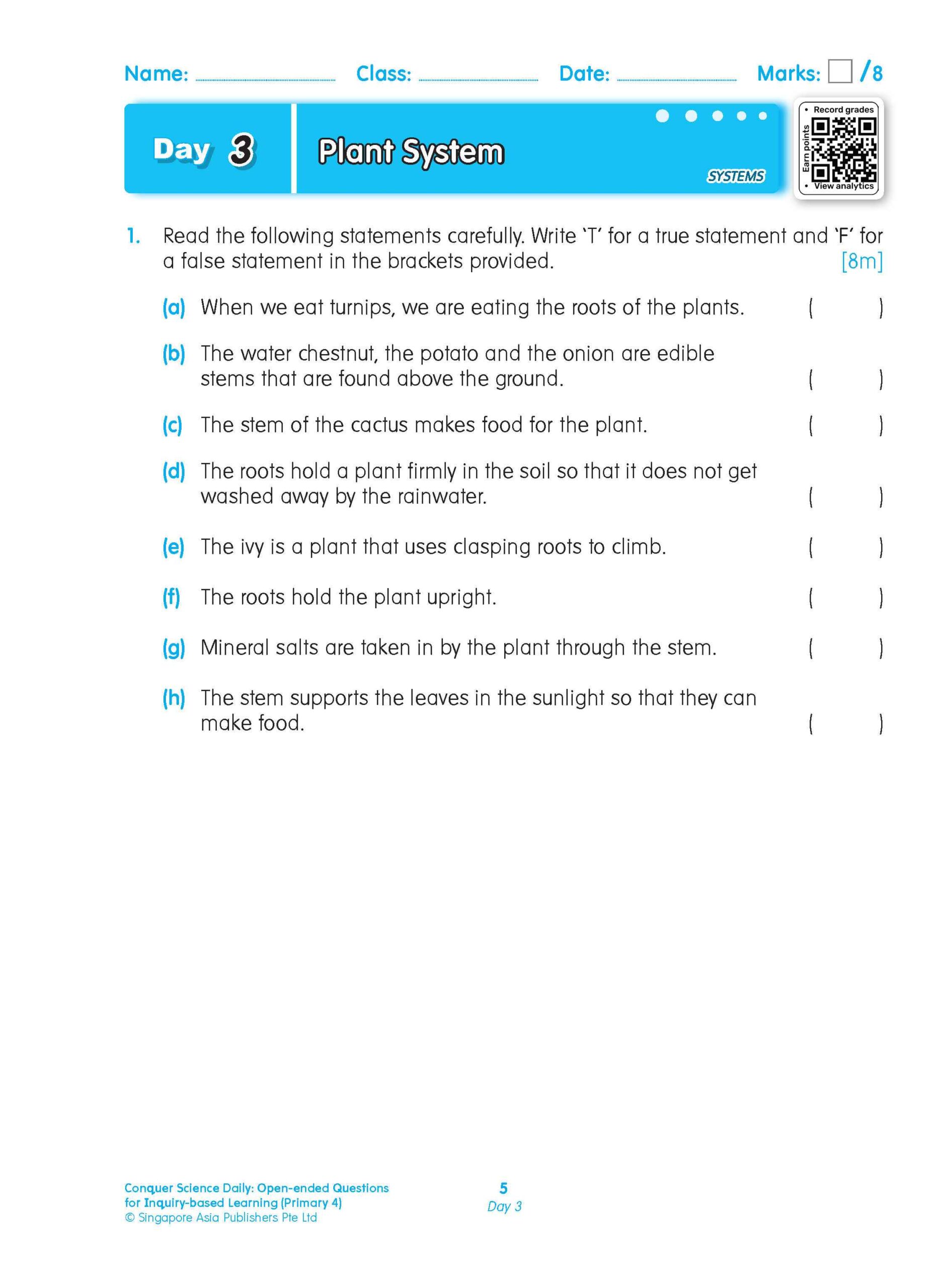 Conquer Science Daily Open-ended Questions for Inquiry-based Learning Primary 4