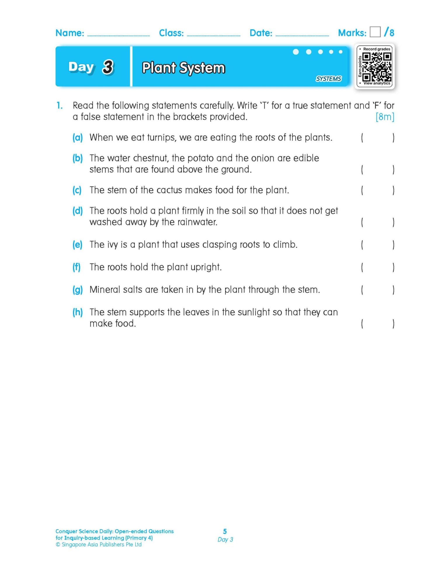 Conquer Science Daily Open-ended Questions for Inquiry-based Learning Primary 4