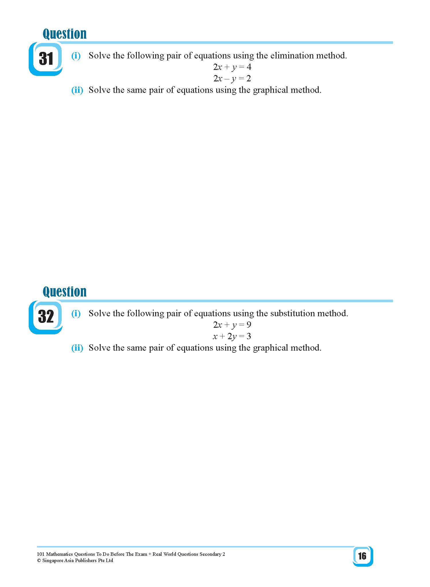 101 Mathematics Questions To Do Before The Exam + Real World Questions Secondary 2