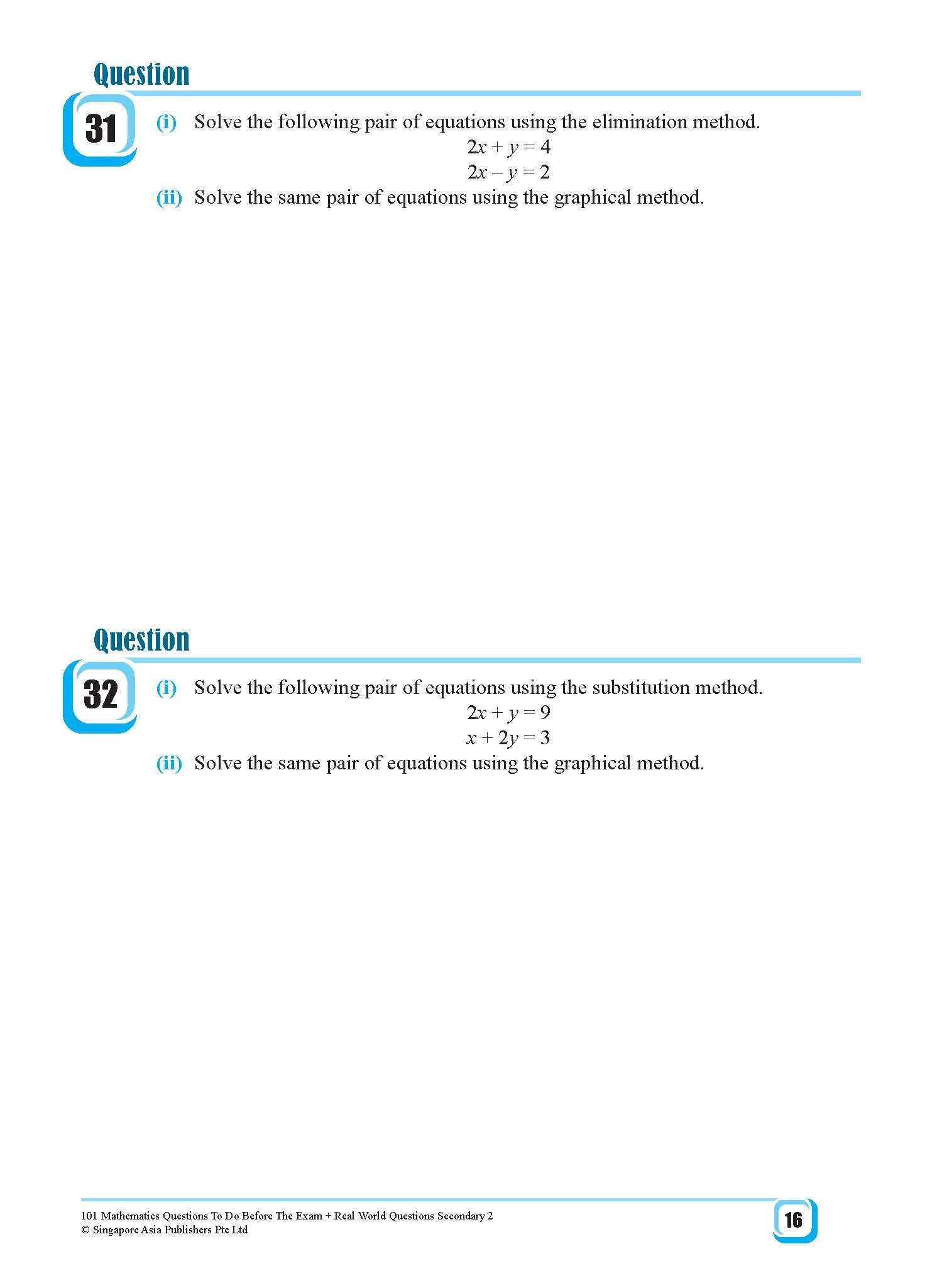101 Mathematics Questions To Do Before The Exam + Real World Questions Secondary 2