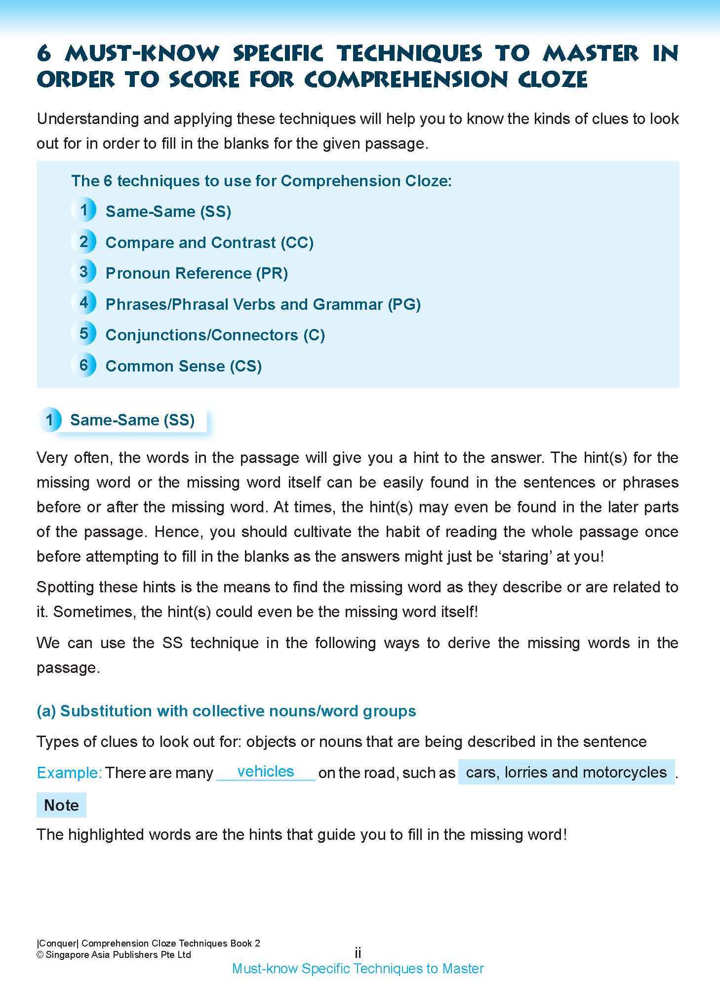 Conquer COMPREHENSION CLOZE TECHNIQUES Book 2