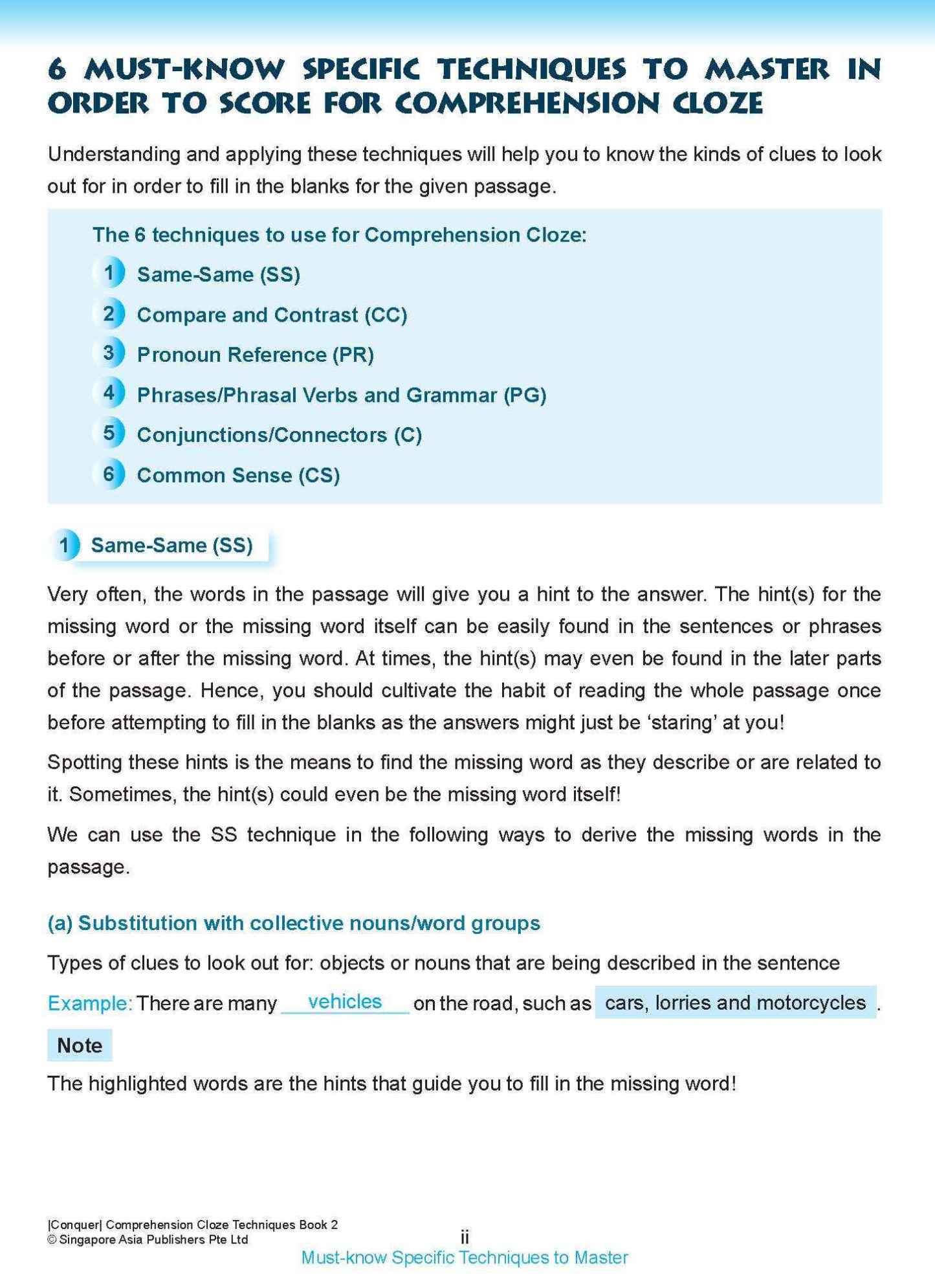 Conquer COMPREHENSION CLOZE TECHNIQUES Book 2