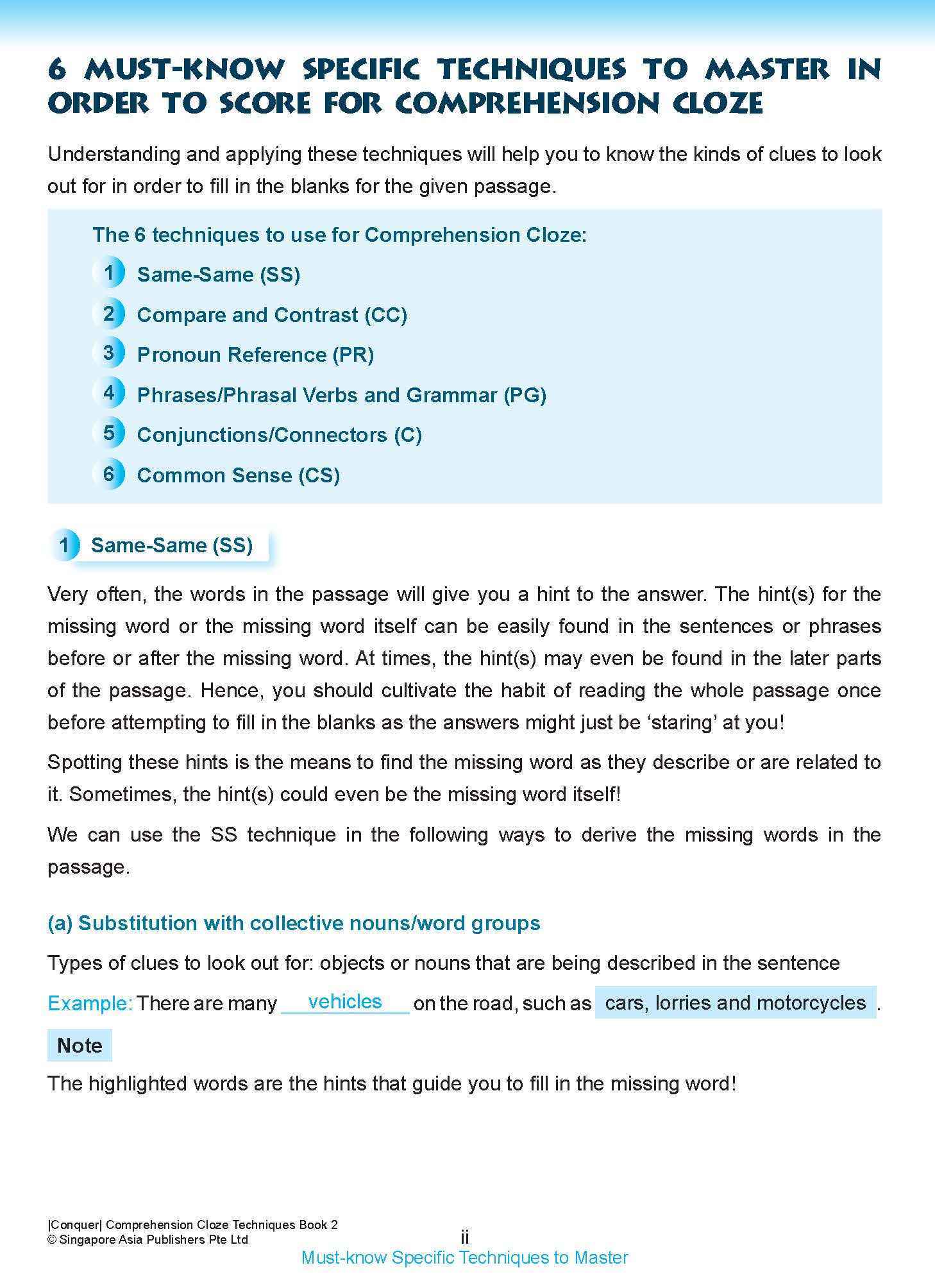 Conquer COMPREHENSION CLOZE TECHNIQUES Book 2