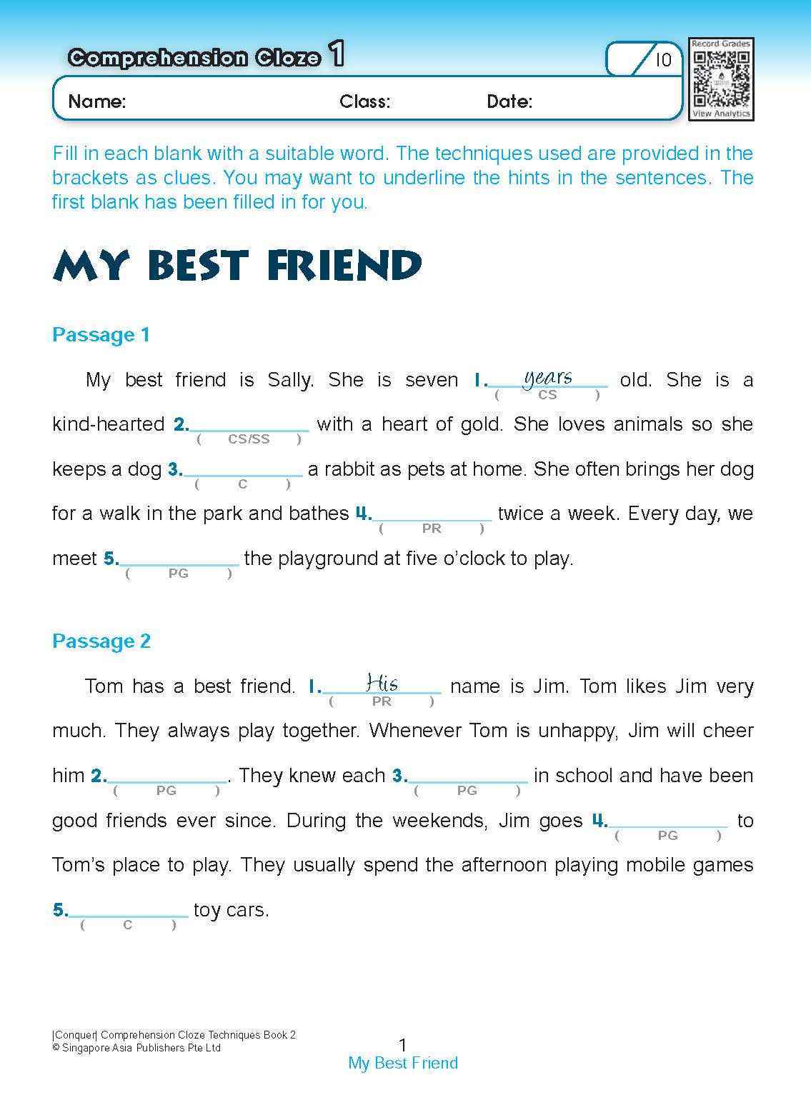 Conquer COMPREHENSION CLOZE TECHNIQUES Book 2