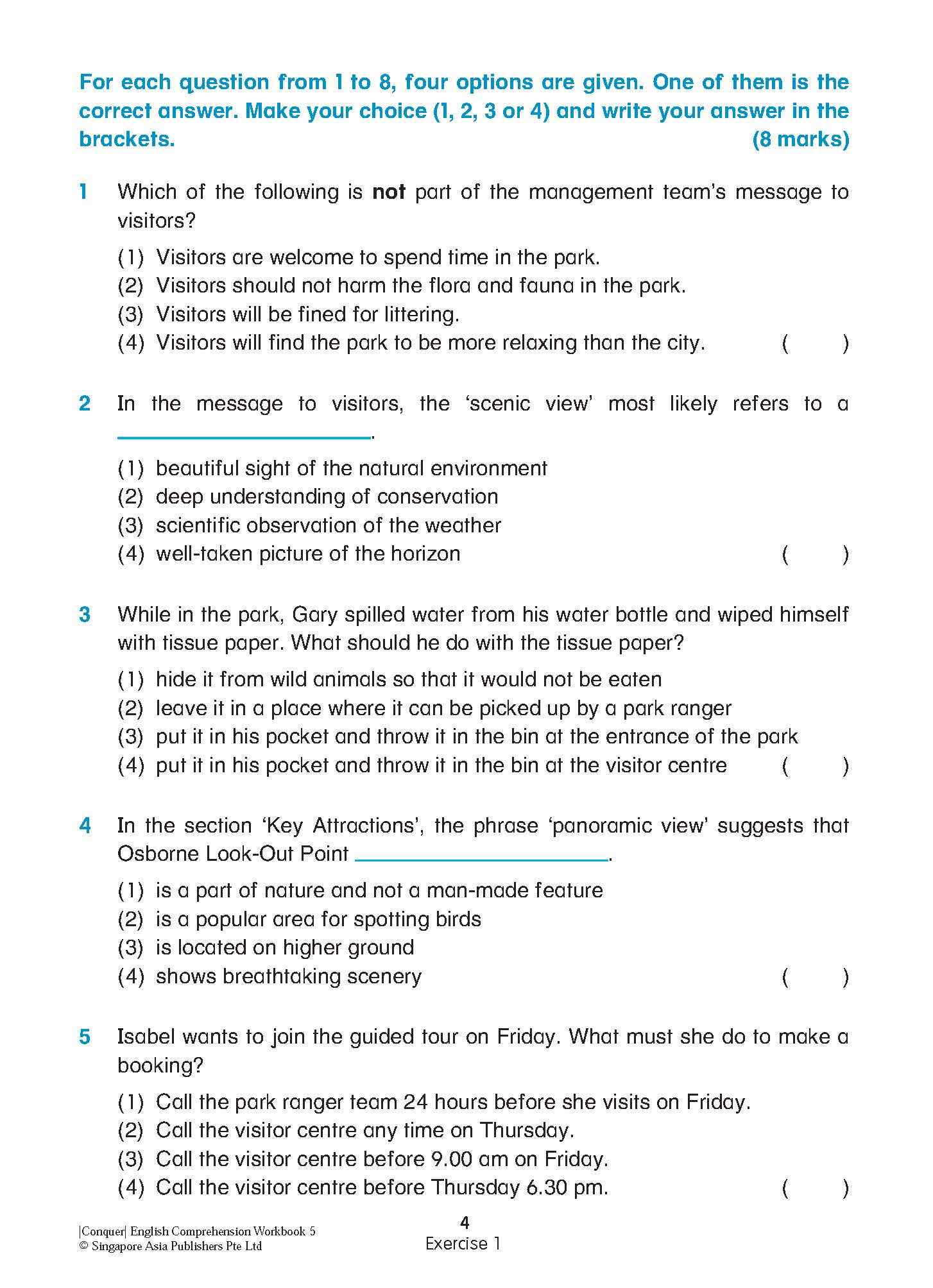 Conquer English Comprehension Workbook 5