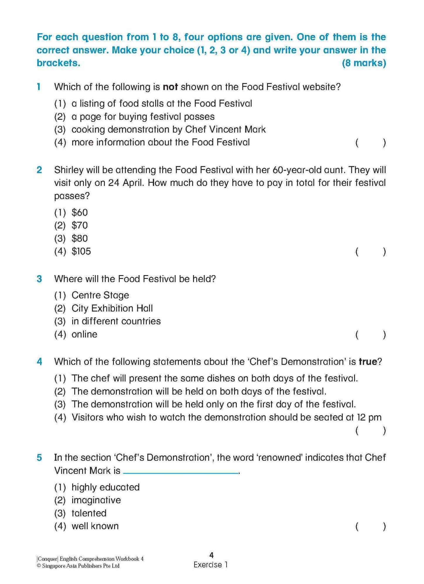 Conquer English Comprehension Workbook 4