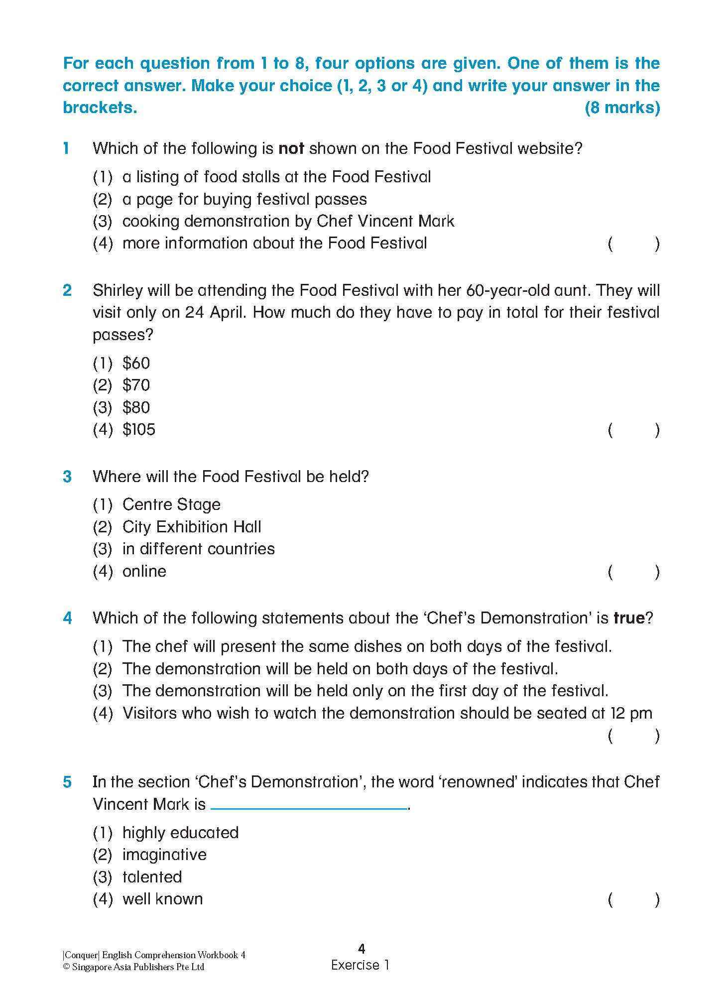 Conquer English Comprehension Workbook 4