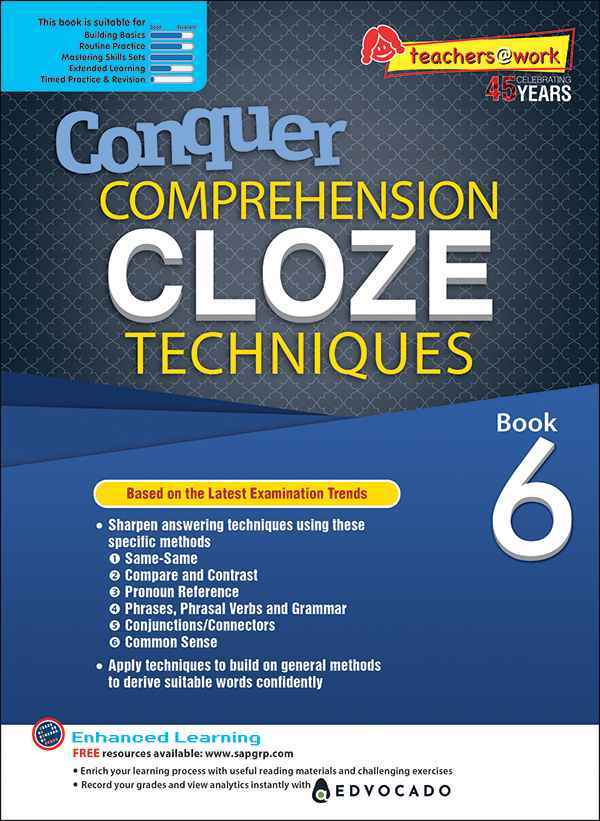 Conquer COMPREHENSION CLOZE TECHNIQUES Book 6
