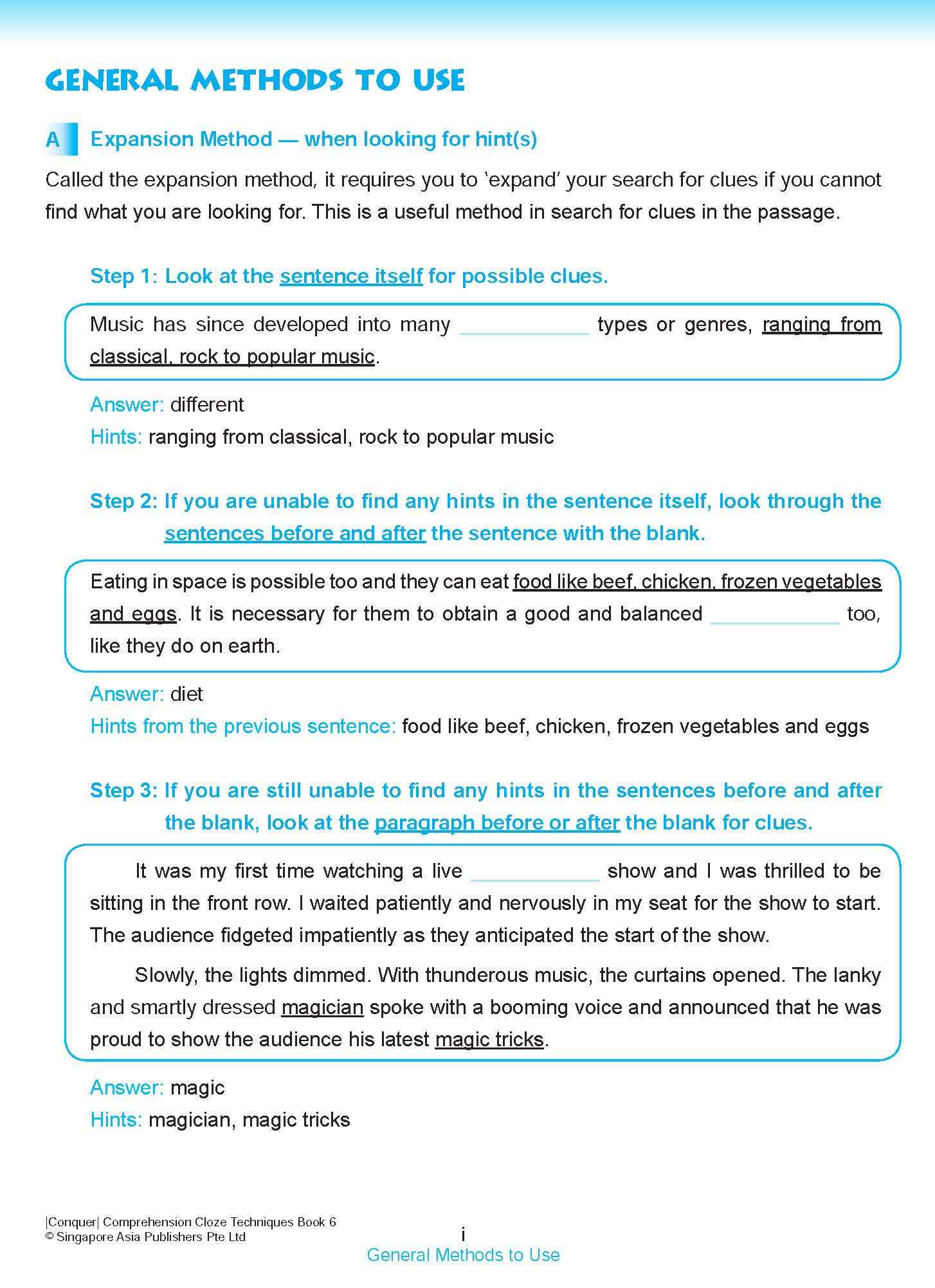 Conquer COMPREHENSION CLOZE TECHNIQUES Book 6