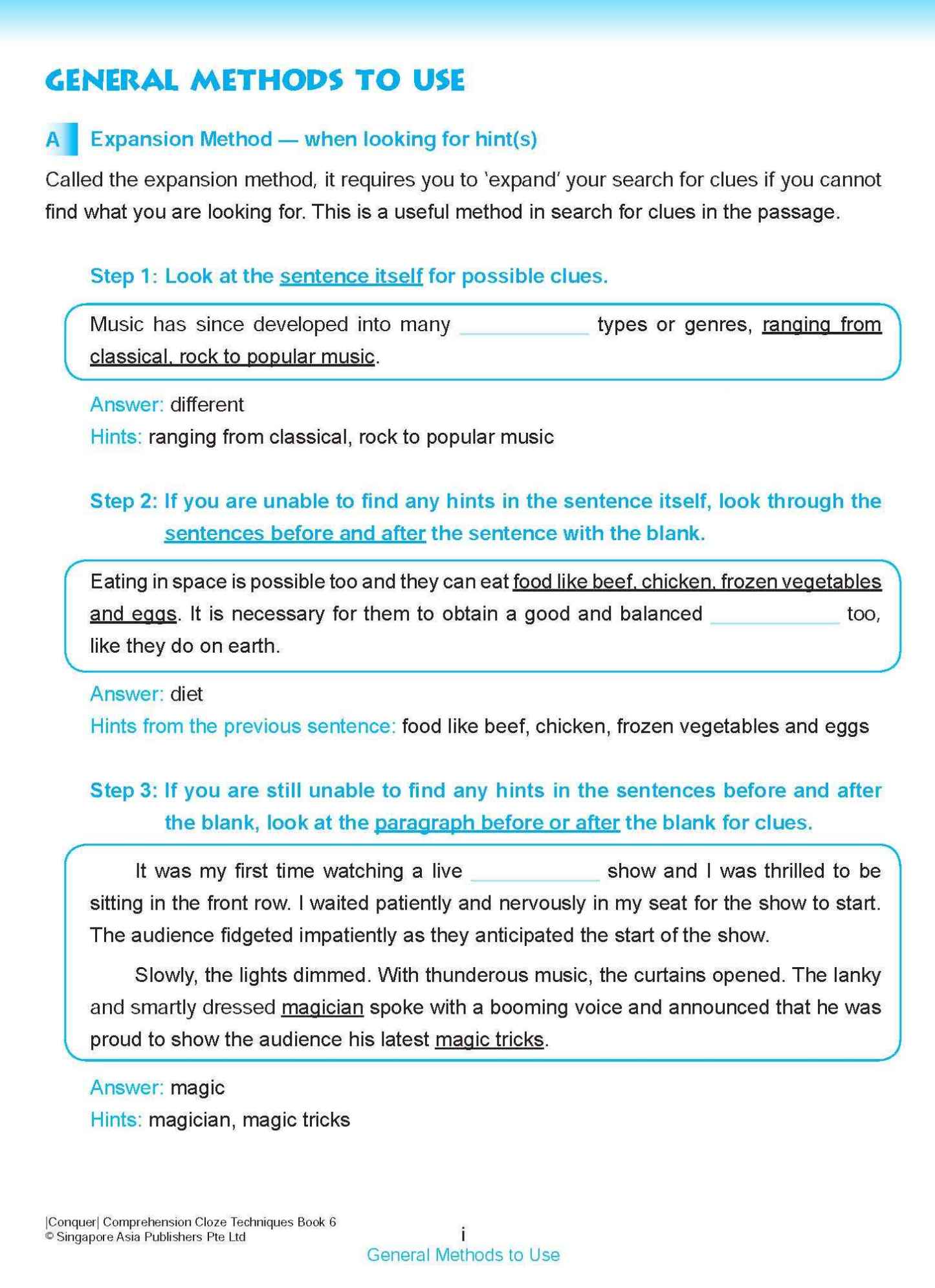 Conquer COMPREHENSION CLOZE TECHNIQUES Book 6