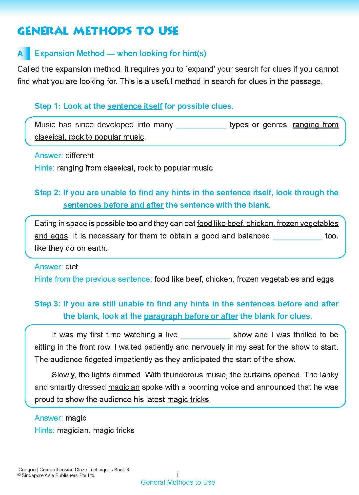 Conquer COMPREHENSION CLOZE TECHNIQUES Book 6
