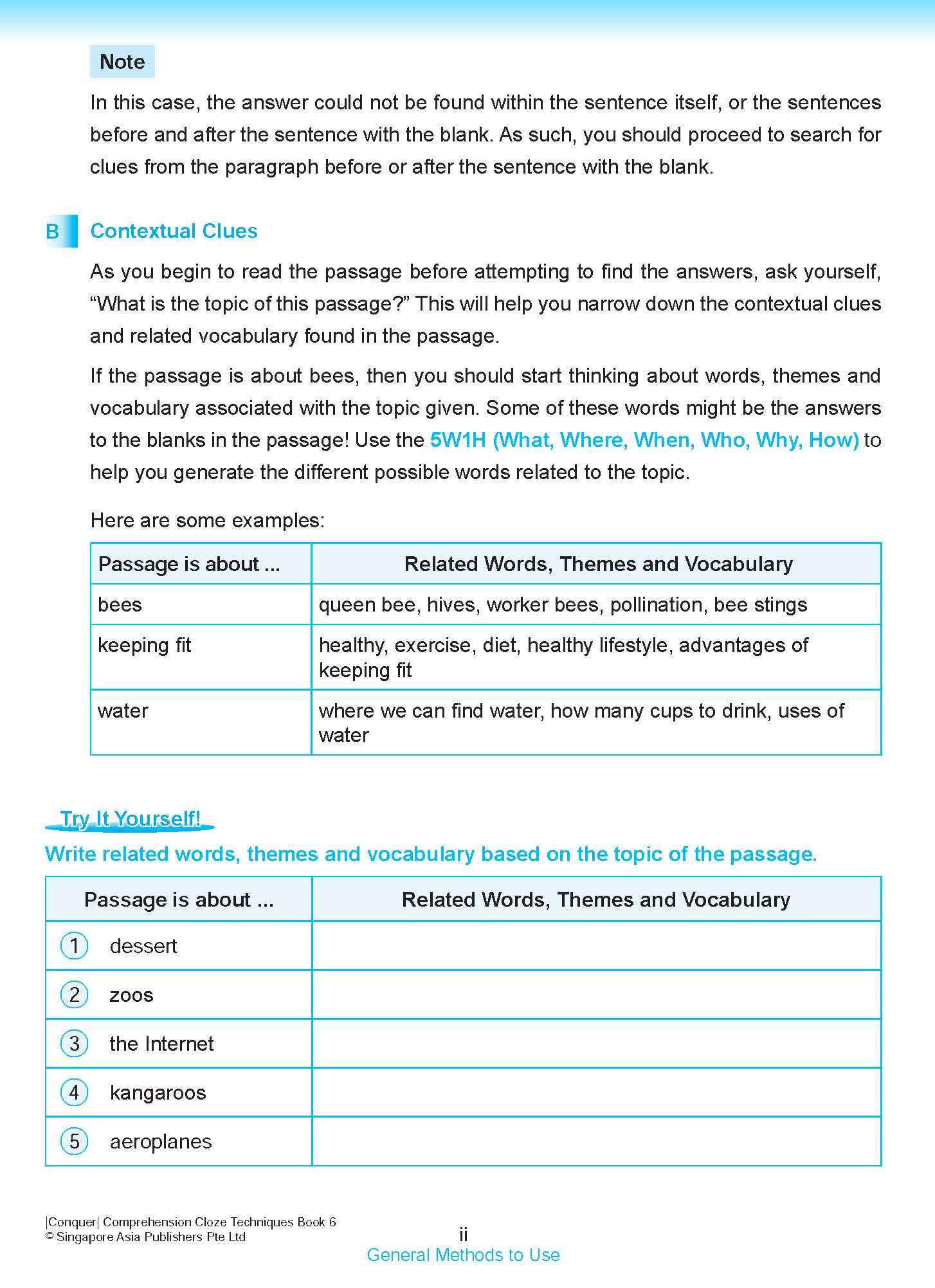 Conquer COMPREHENSION CLOZE TECHNIQUES Book 6