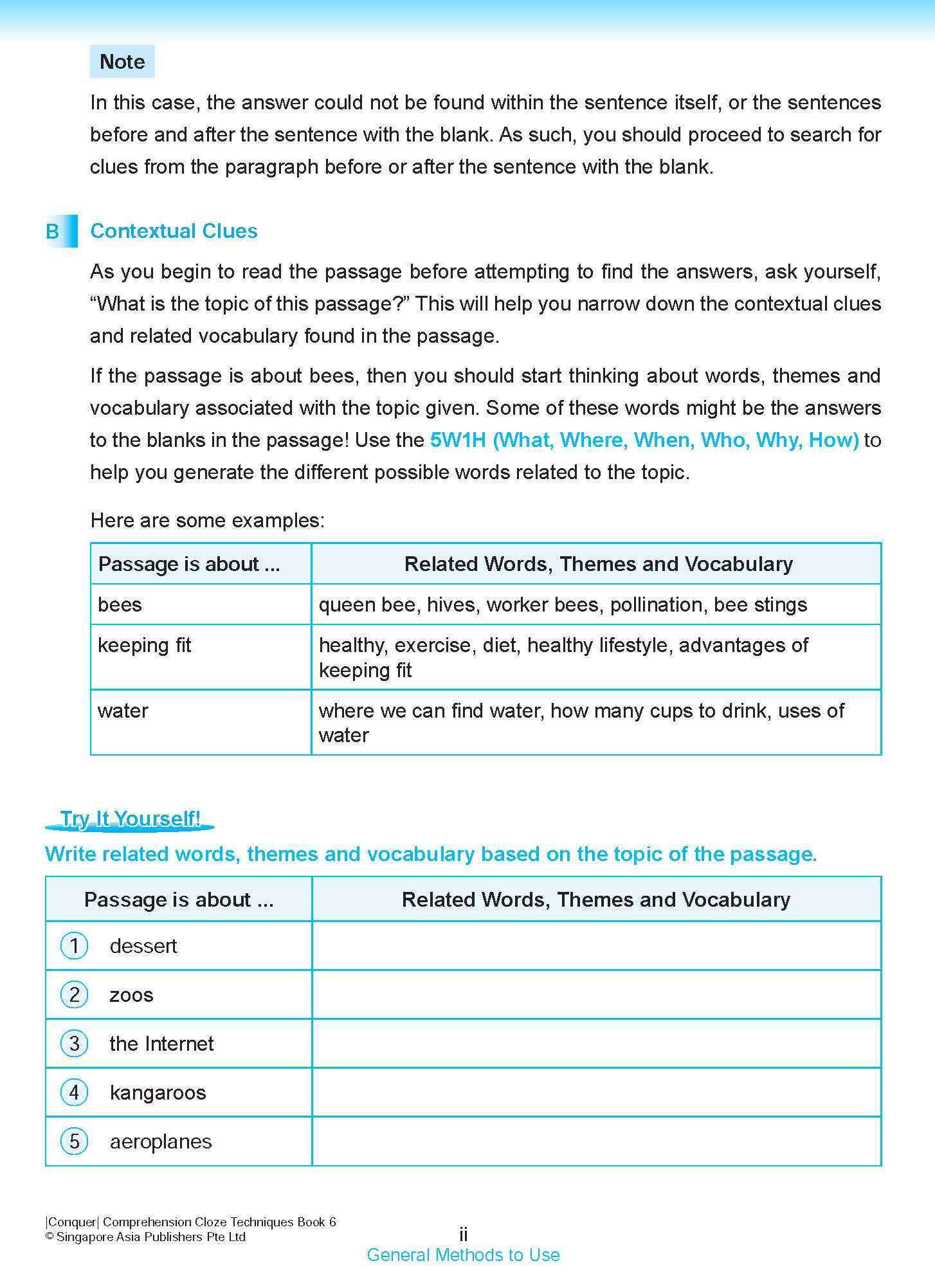 Conquer COMPREHENSION CLOZE TECHNIQUES Book 6