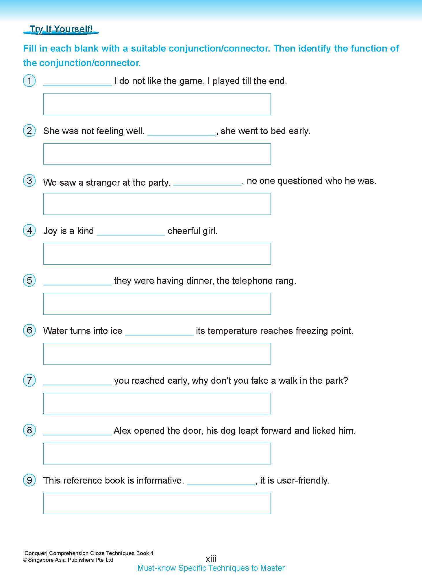 Conquer COMPREHENSION CLOZE TECHNIQUES Book 4