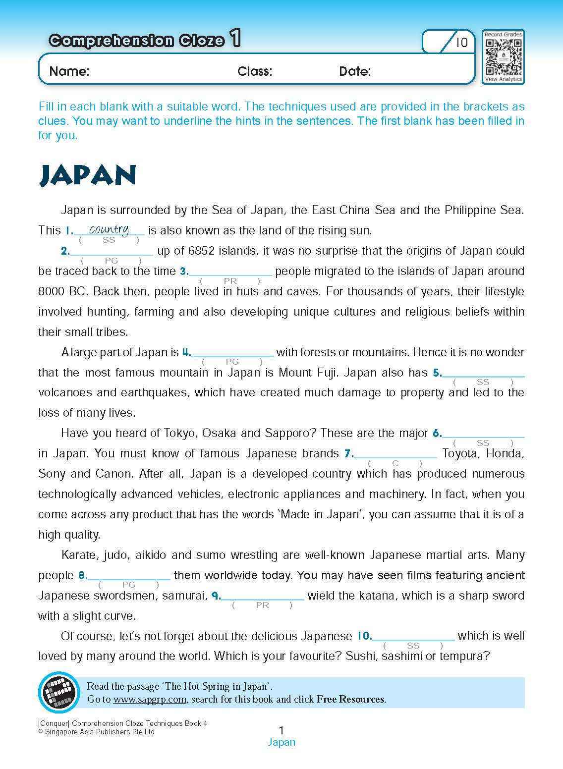 Conquer COMPREHENSION CLOZE TECHNIQUES Book 4