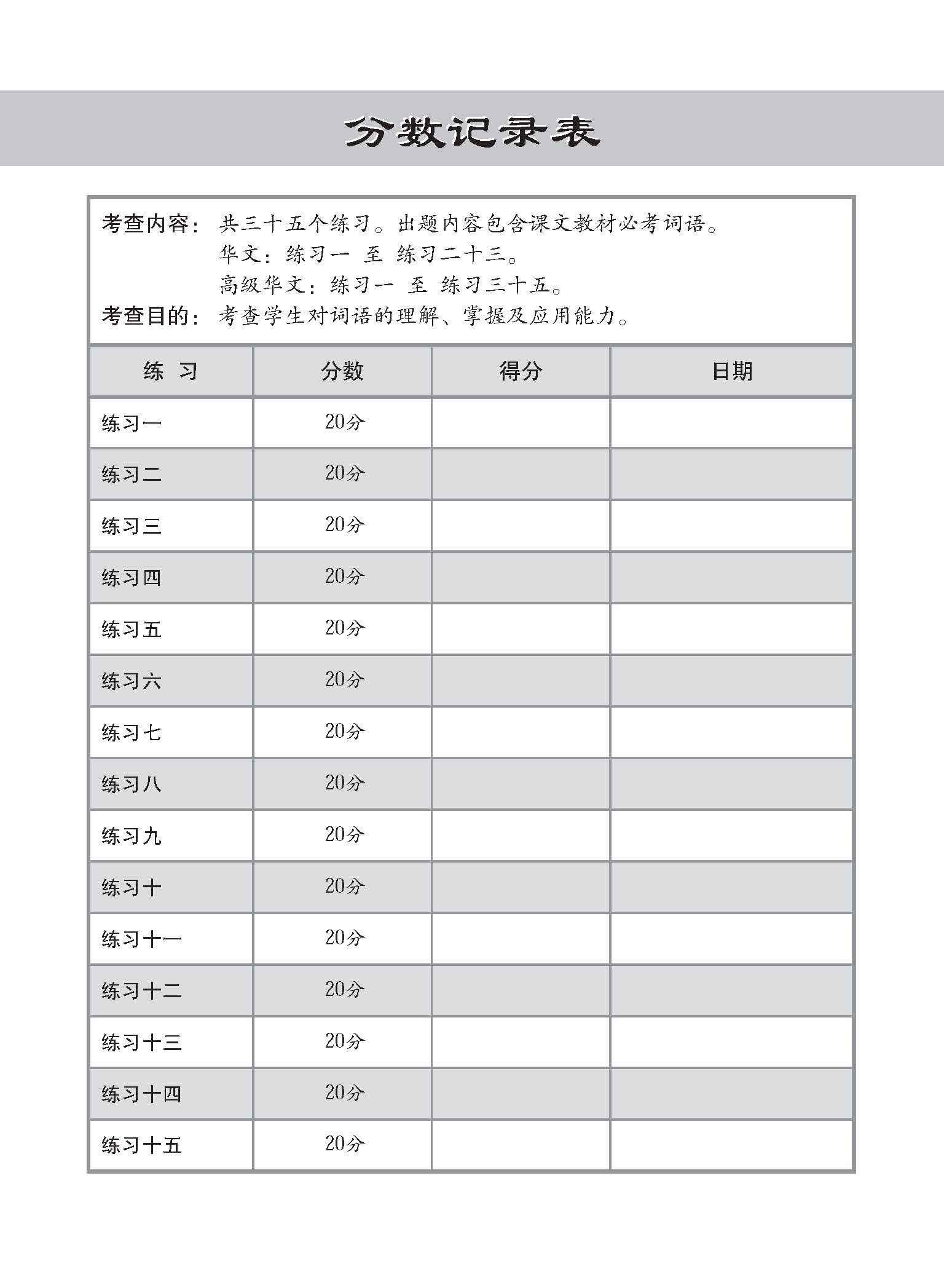 小学华文/高级华文 必考词语 教材与练习 / A Handbook Of Vocabulary With Exercises For Primary Schools [Chinese / Higher Chinese]