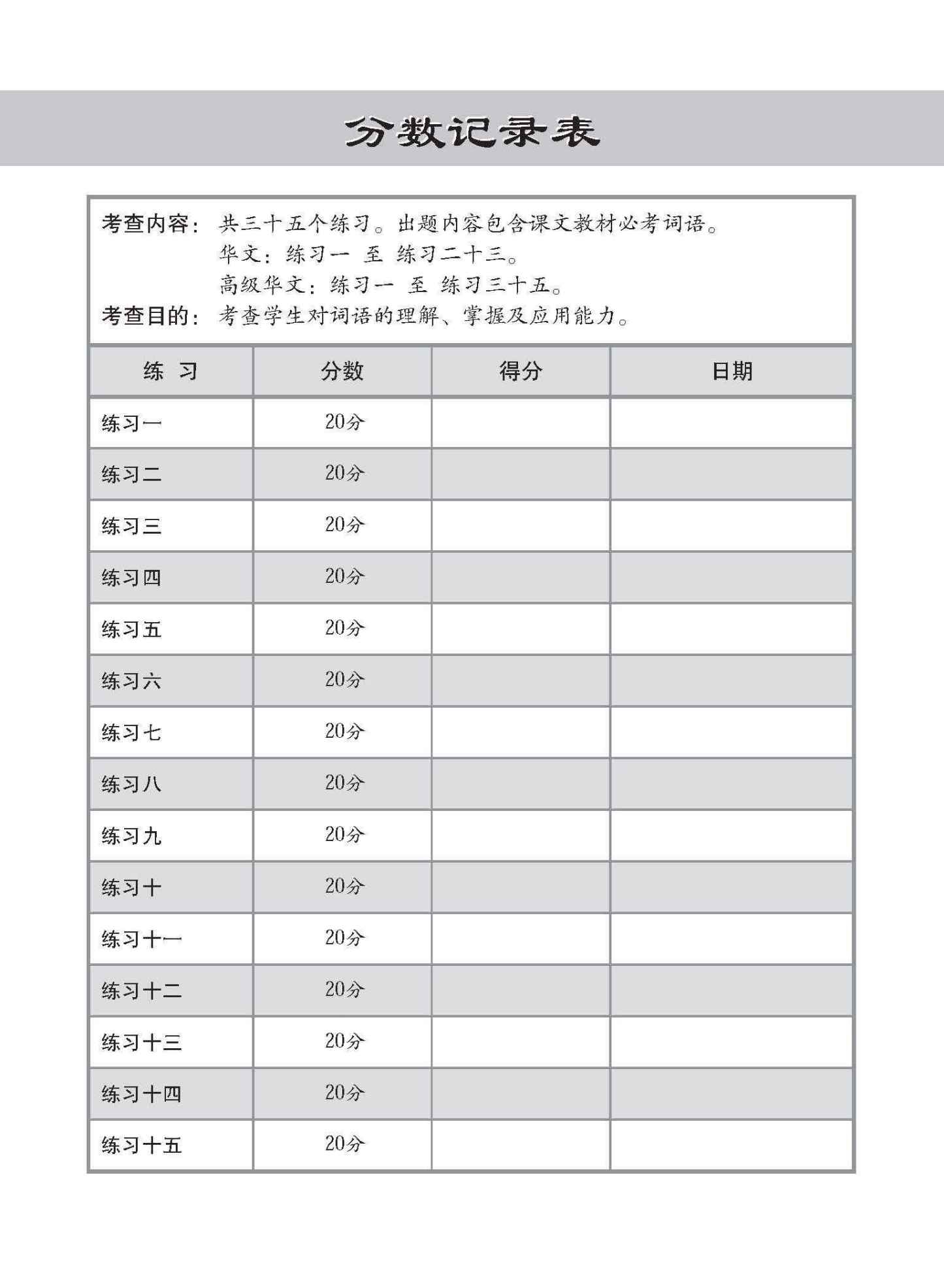 小学华文/高级华文 必考词语 教材与练习 / A Handbook Of Vocabulary With Exercises For Primary Schools [Chinese / Higher Chinese]