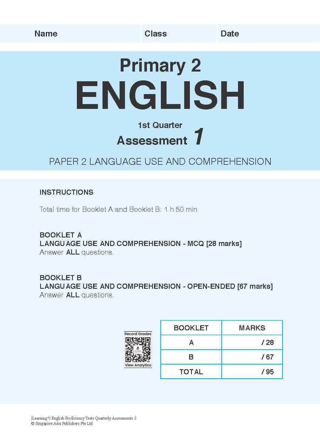 LEARNING+ English Proficiency Tests Quarterly Assessments 2
