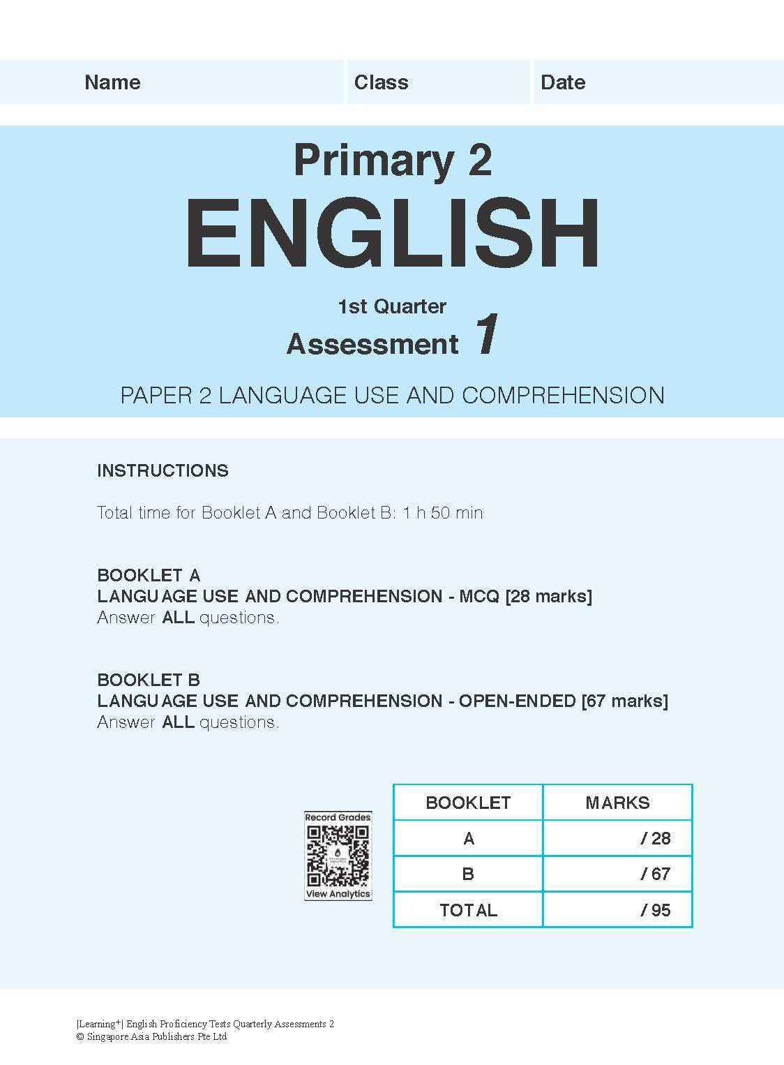 LEARNING+ English Proficiency Tests Quarterly Assessments 2