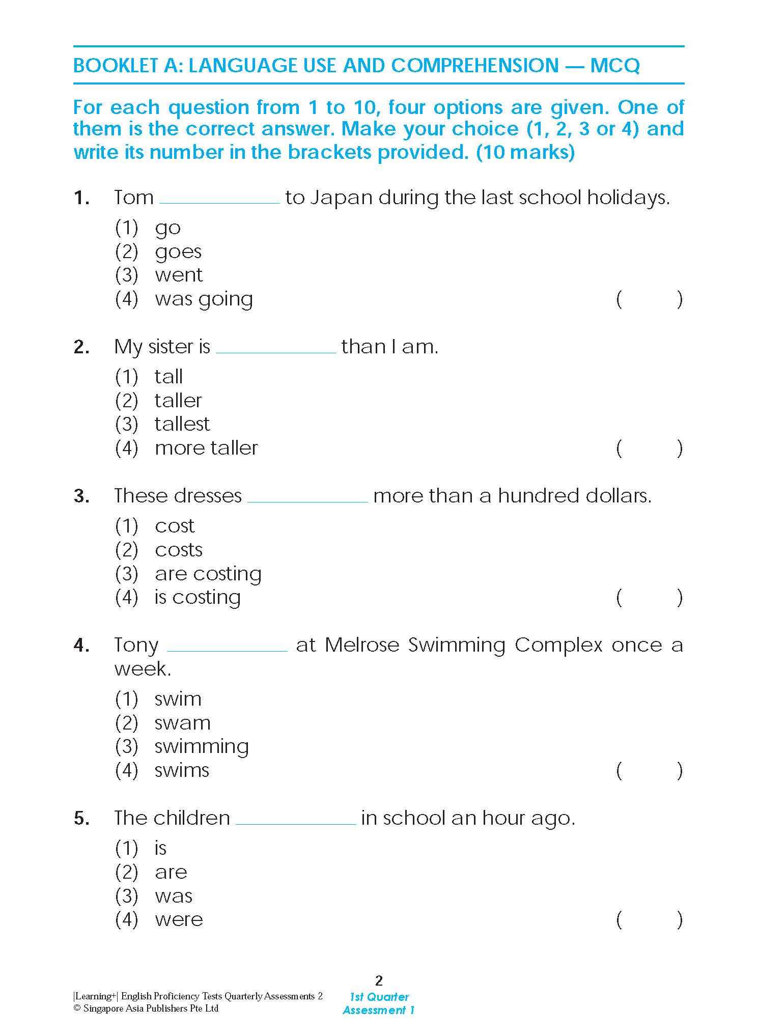 LEARNING+ English Proficiency Tests Quarterly Assessments 2
