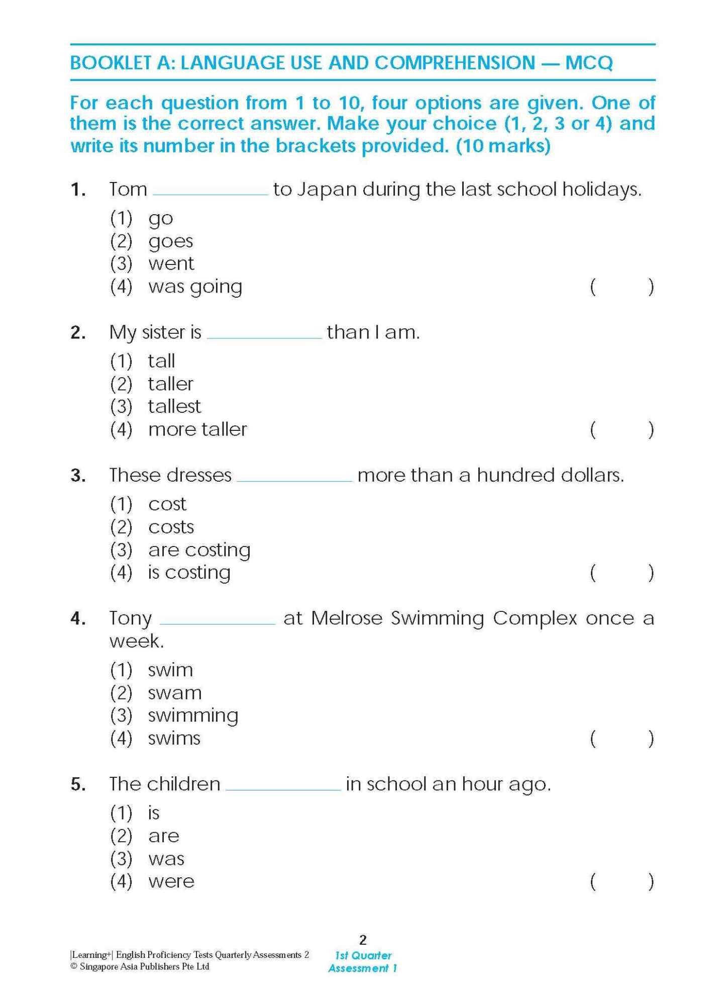 LEARNING+ English Proficiency Tests Quarterly Assessments 2